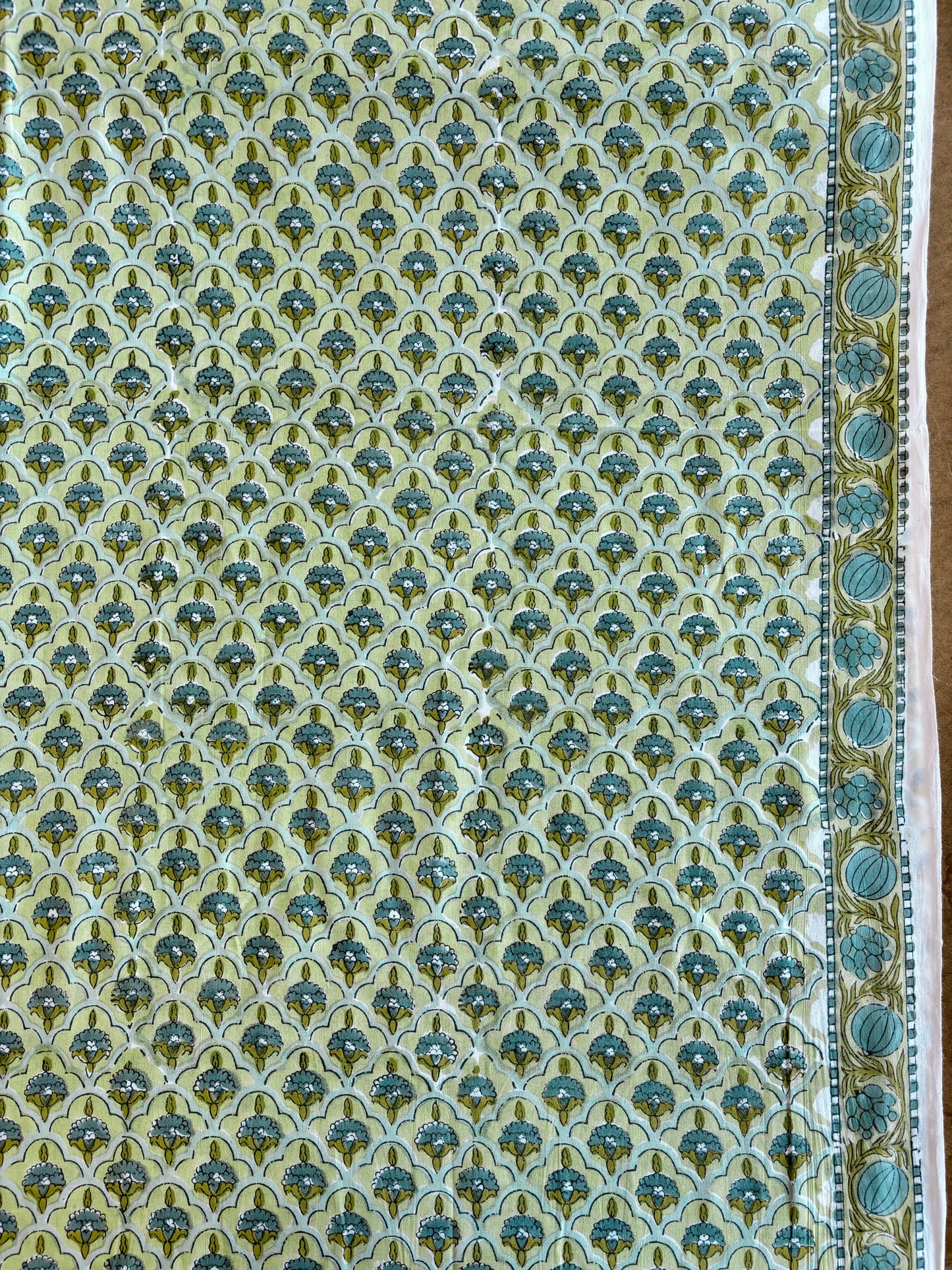 Indian Block Print - Green Border Print