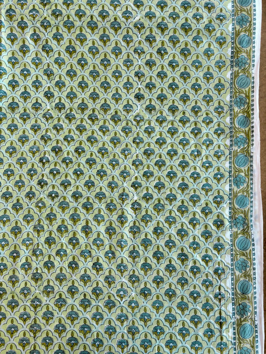 Indian Block Print - Green Border Print