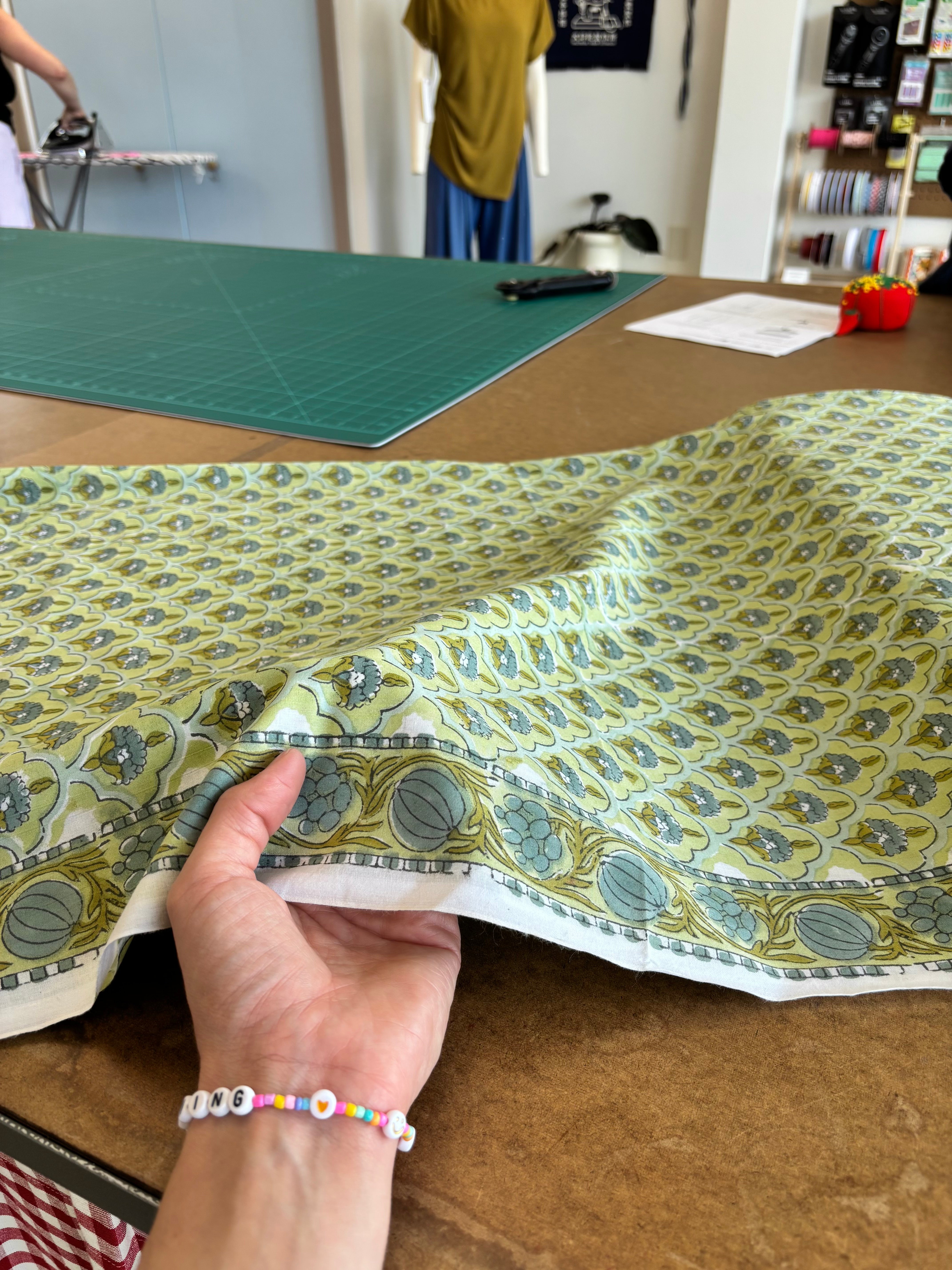 Indian Block Print - Green Border Print