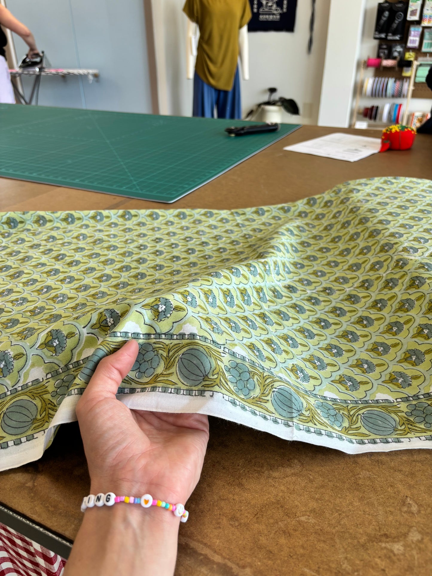 Indian Block Print - Green Border Print