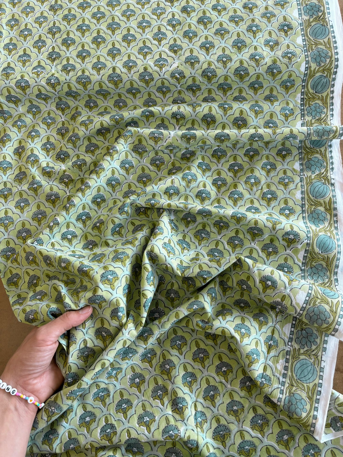 Indian Block Print - Green Border Print