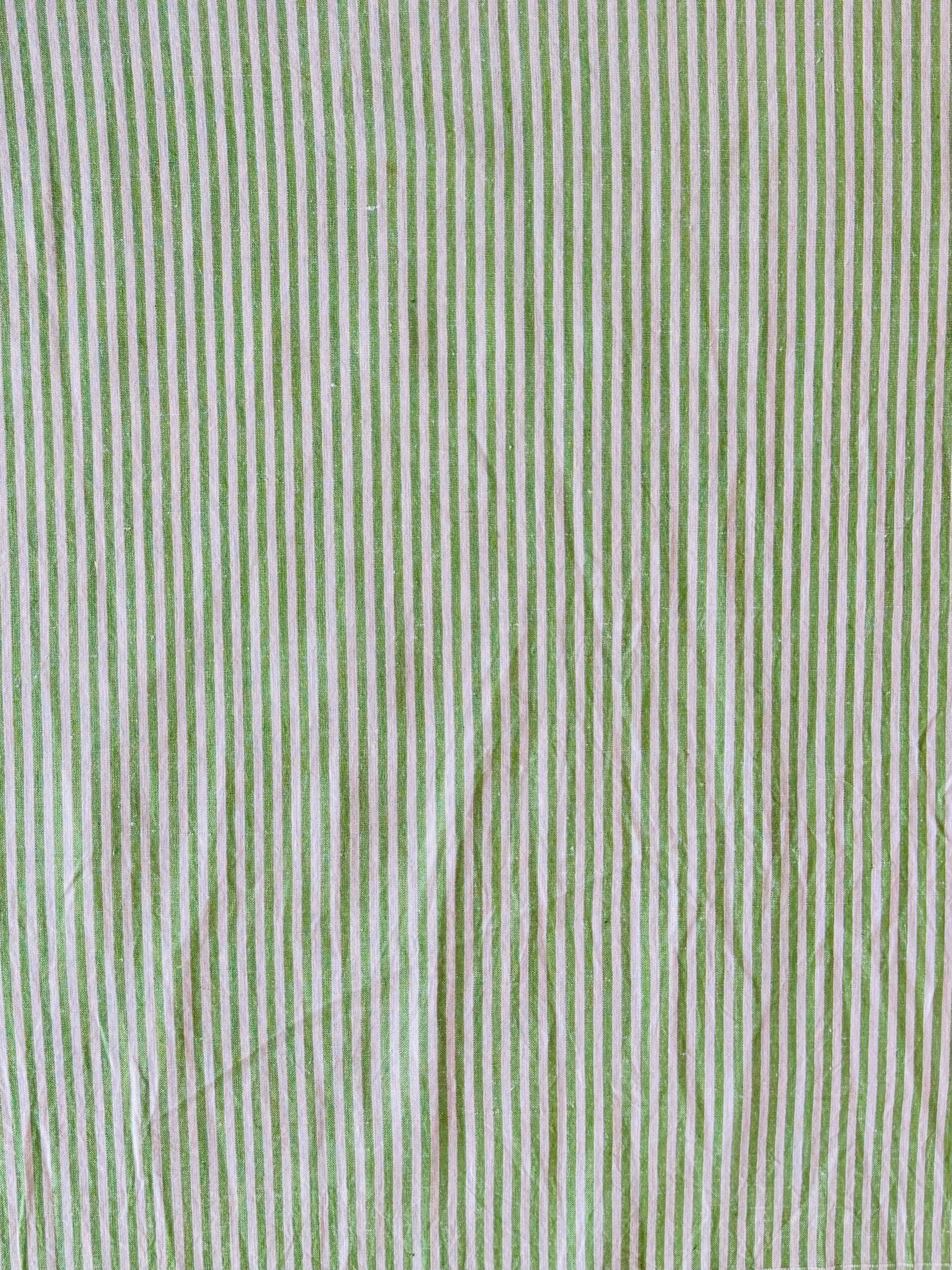 Handloom Cotton - Green & White Stripe