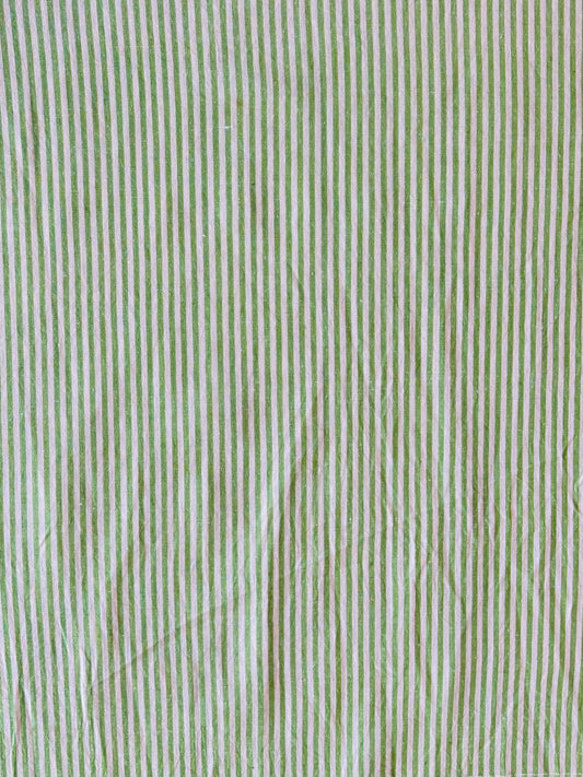 Handloom Cotton - Green & White Stripe