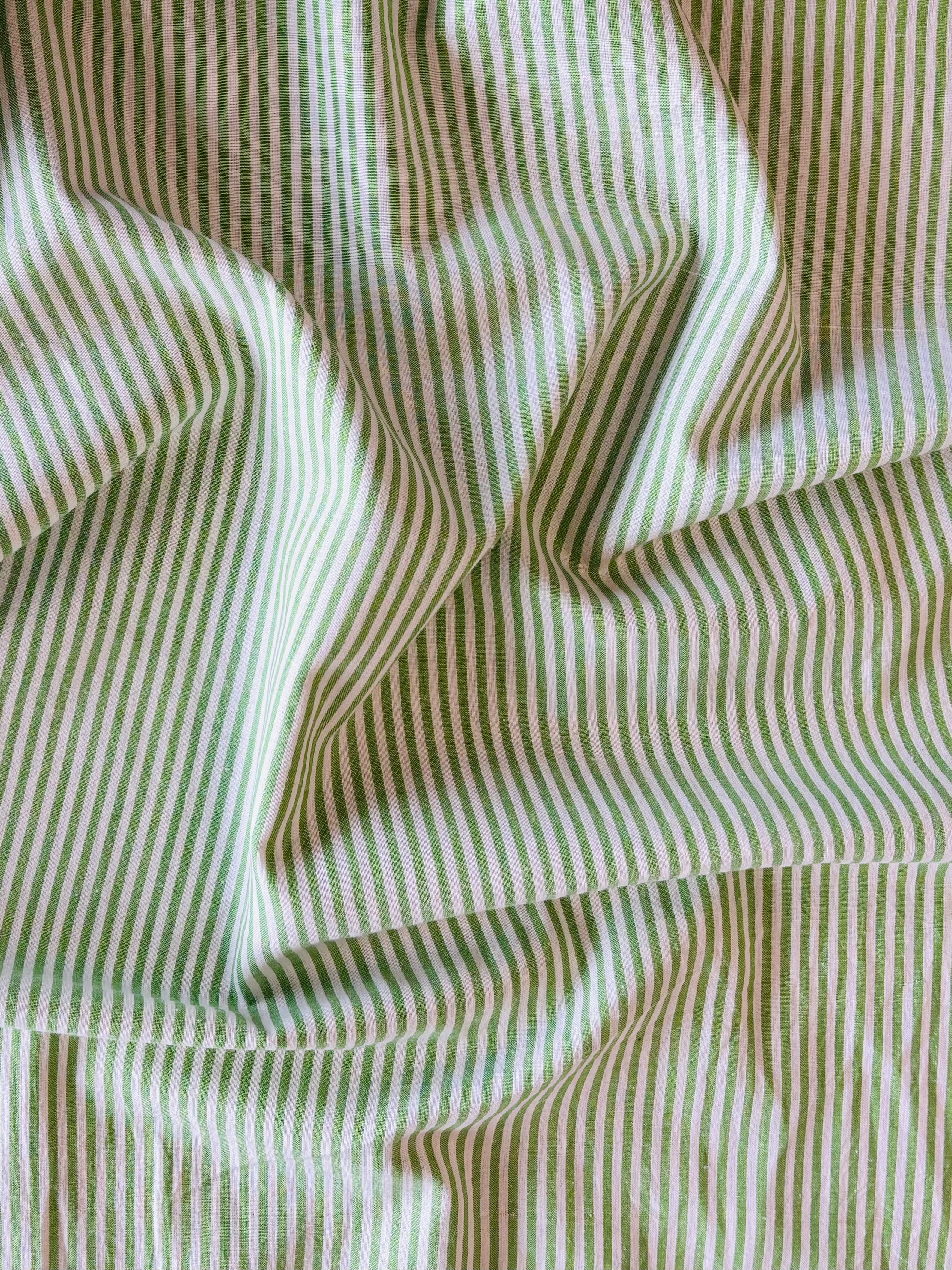 Handloom Cotton - Green & White Stripe
