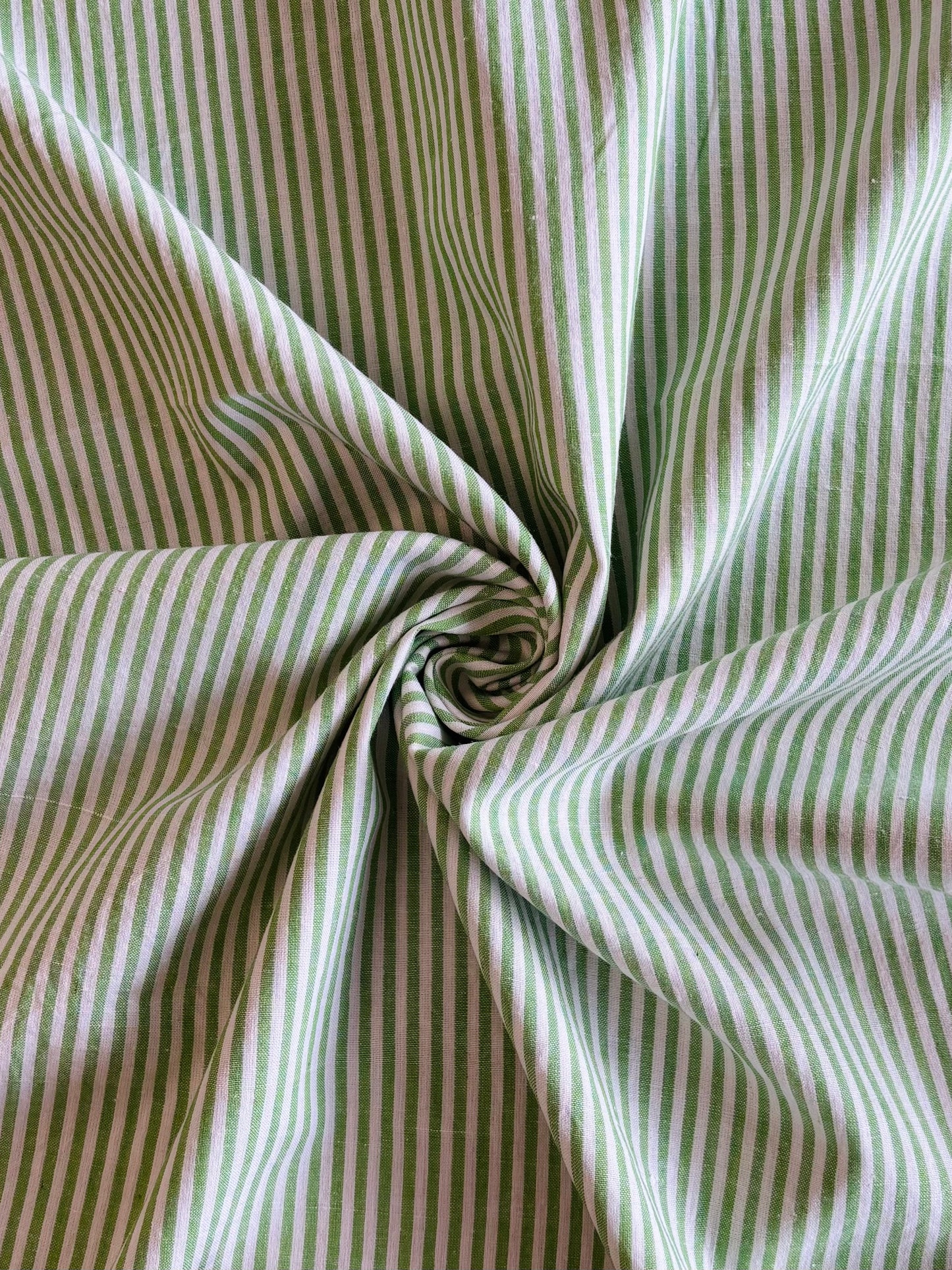 Handloom Cotton - Green & White Stripe