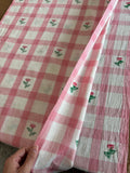 Jamdani Handloom Cotton - Pink Floral Check