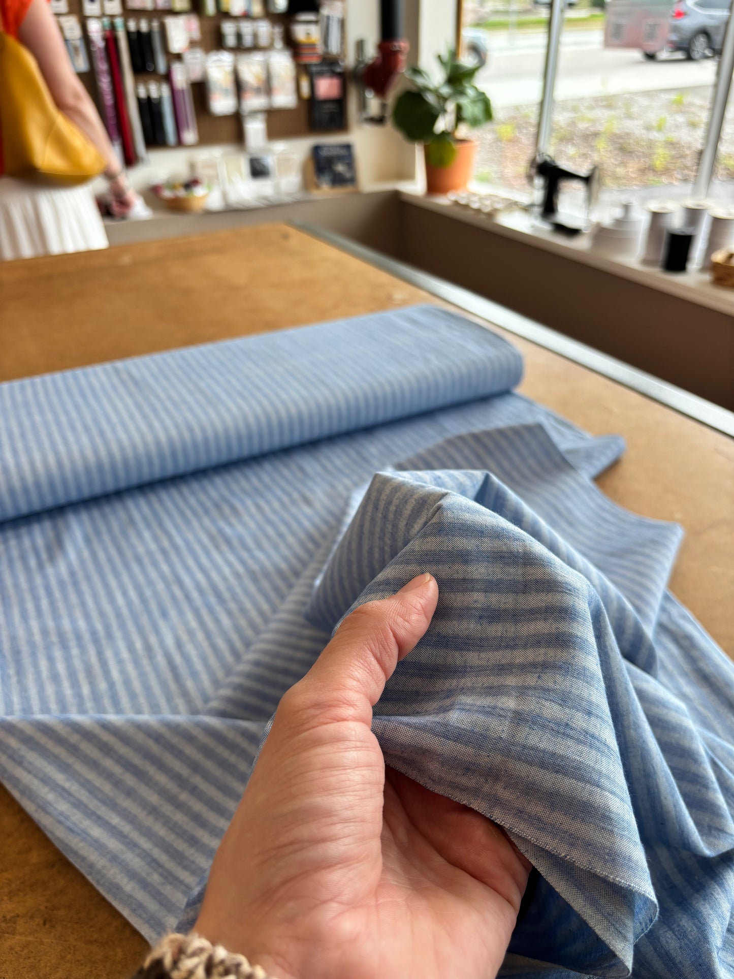 Handloom Cotton - Faded Blue Stripe