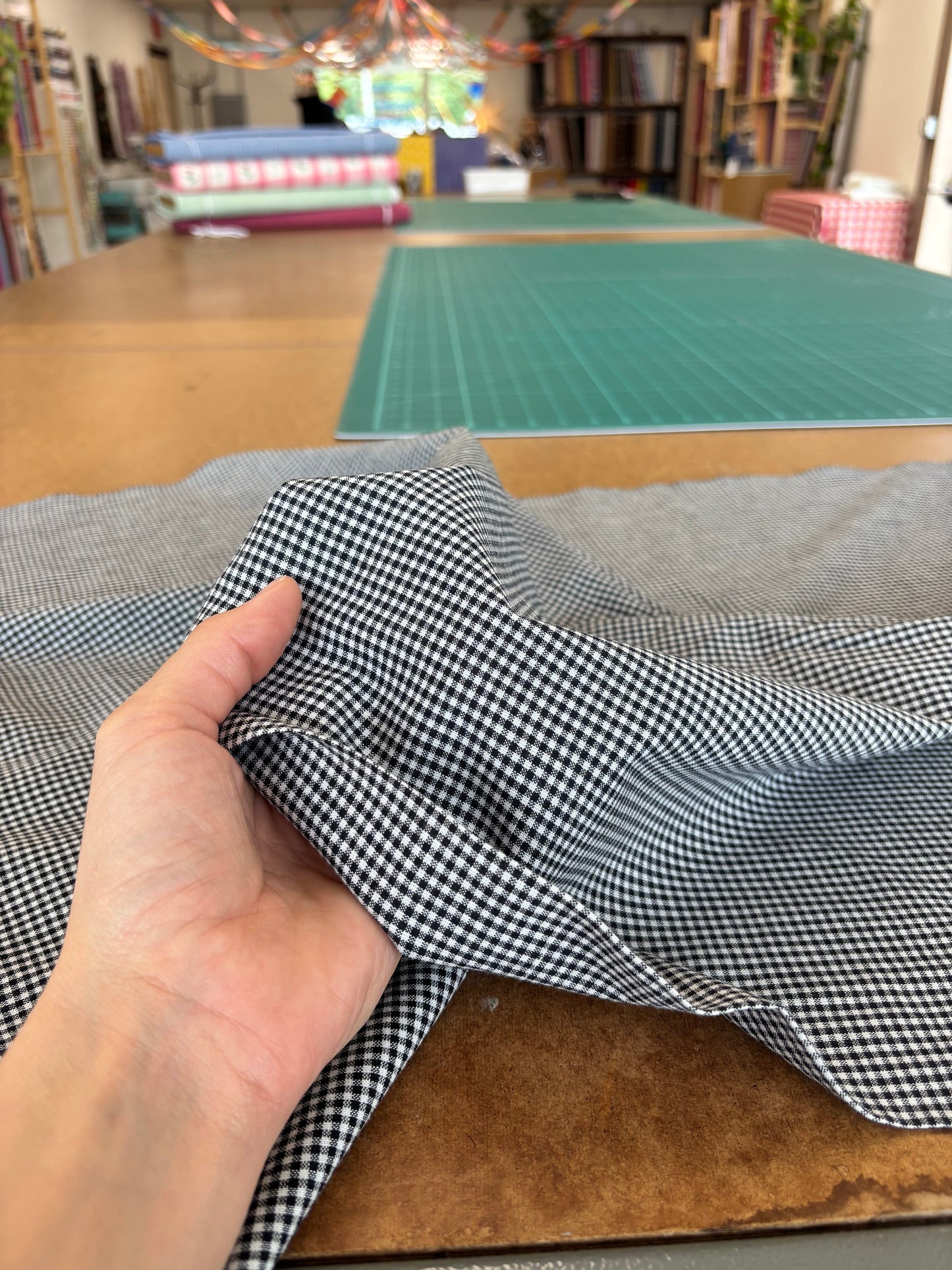 Handloom Cotton - Black & White Tiny Plaid