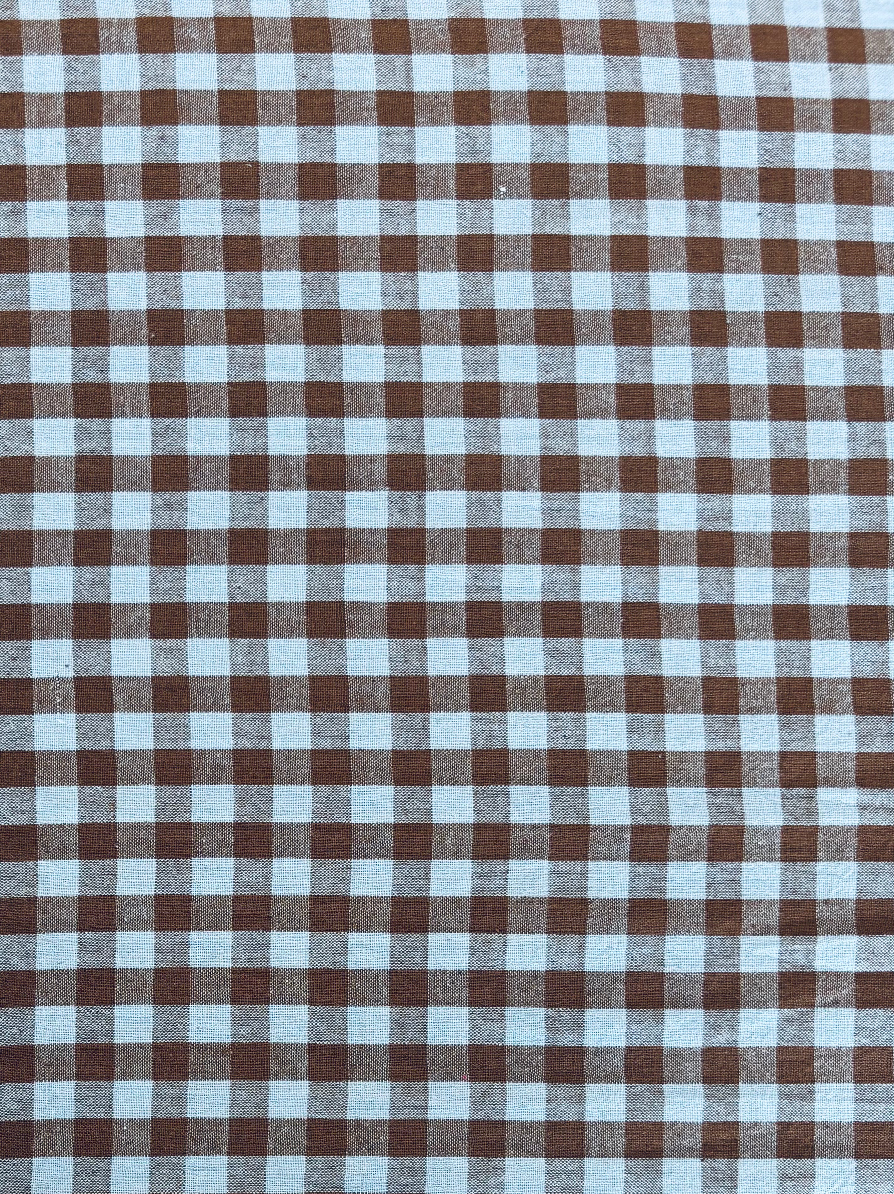 Handloom Cotton - Sky Blue & Chocolate Yarn Dyed Check
