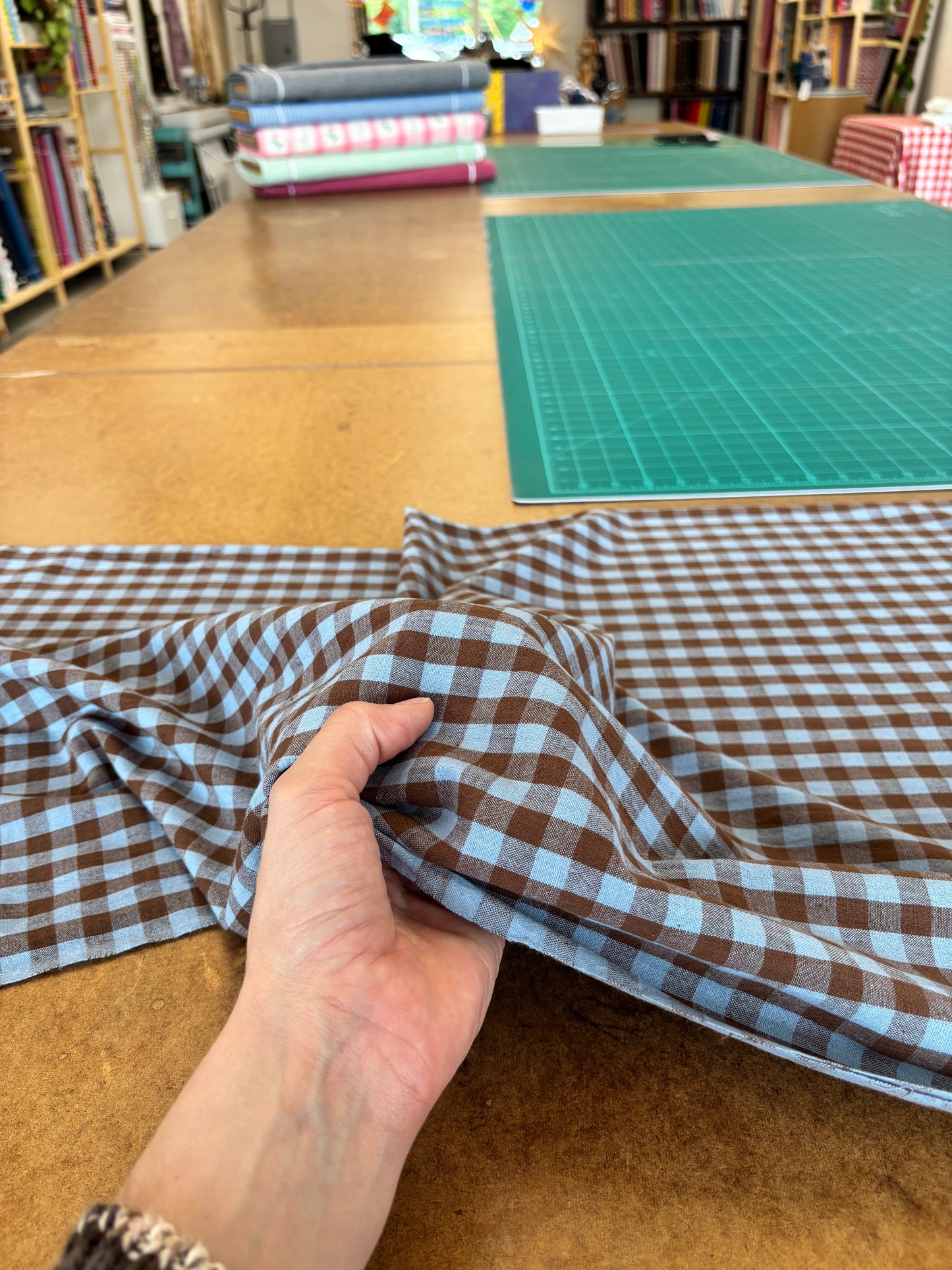 Handloom Cotton - Sky Blue & Chocolate Yarn Dyed Check