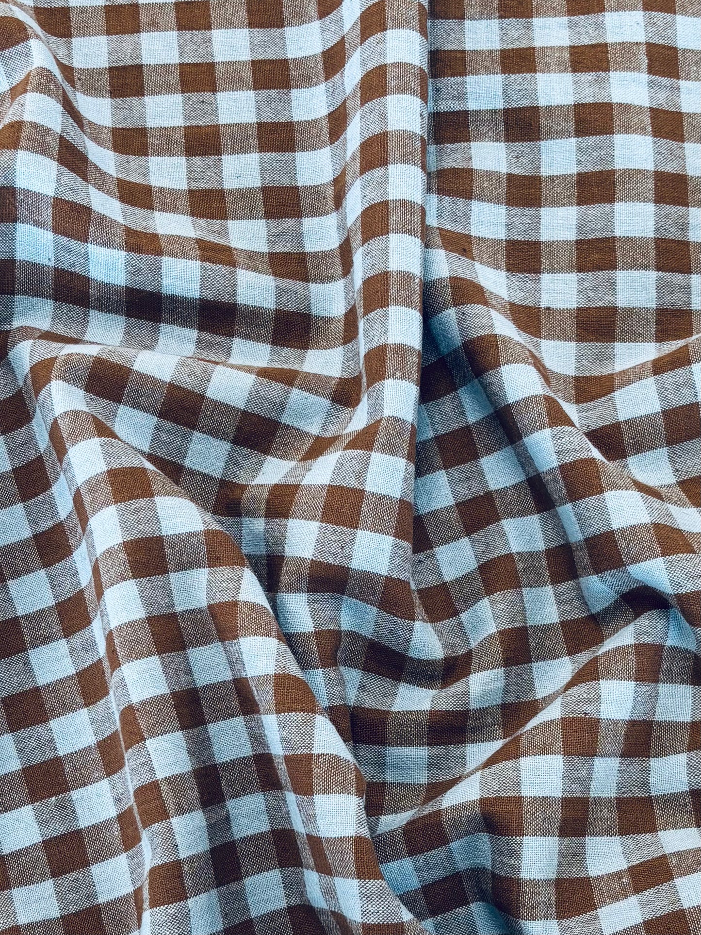 Handloom Cotton - Sky Blue & Chocolate Yarn Dyed Check