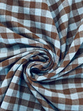Handloom Cotton - Sky Blue & Chocolate Yarn Dyed Check