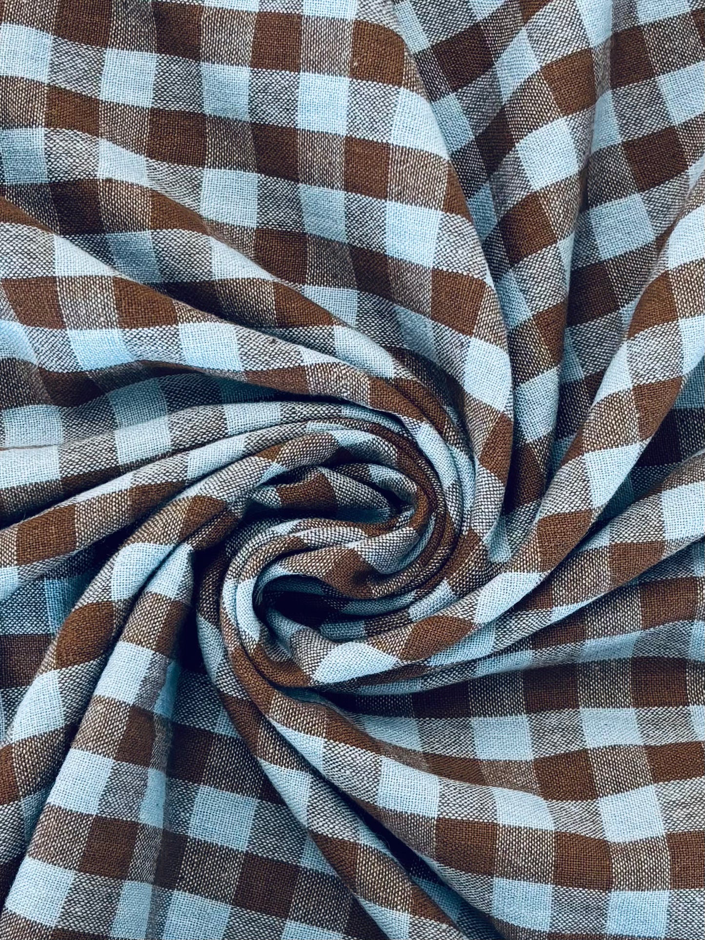 Handloom Cotton - Sky Blue & Chocolate Yarn Dyed Check