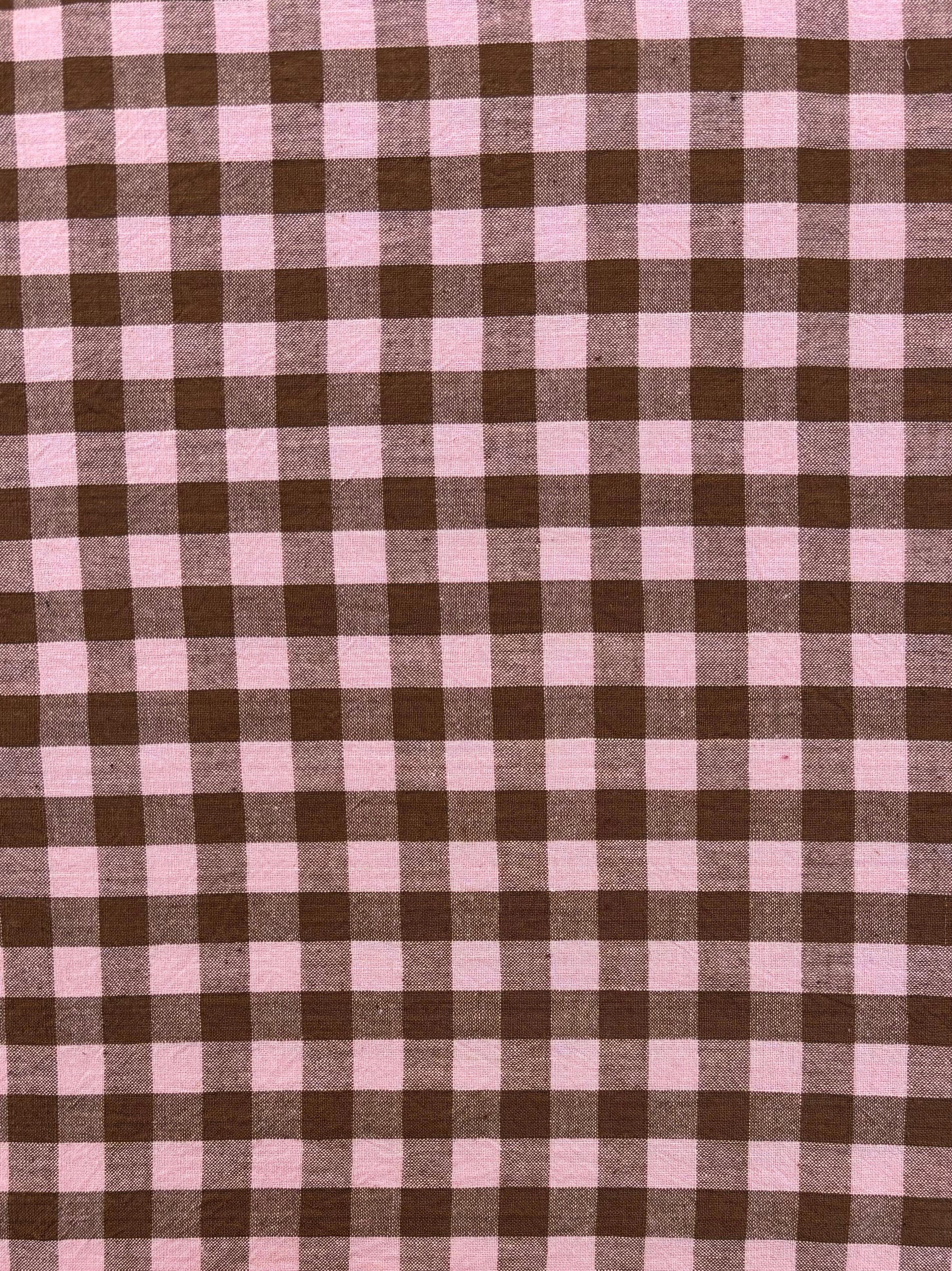 Handloom Cotton - Pink & Chocolate Yarn Dyed Check
