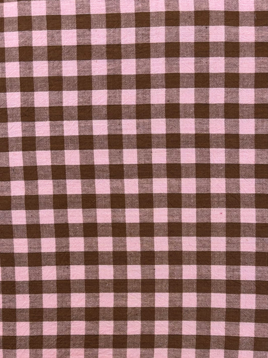 Handloom Cotton - Pink & Chocolate Yarn Dyed Check