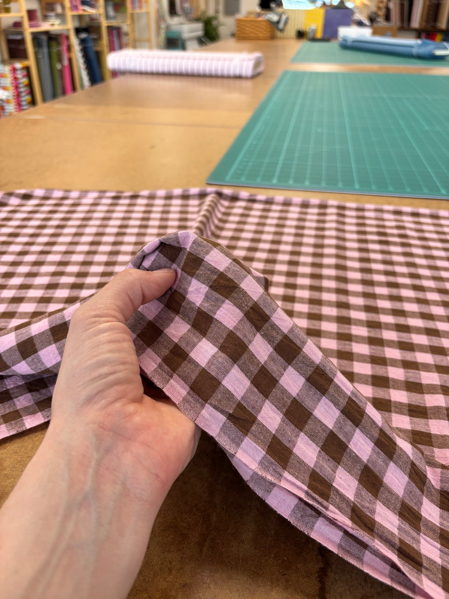 Handloom Cotton - Pink & Chocolate Yarn Dyed Check