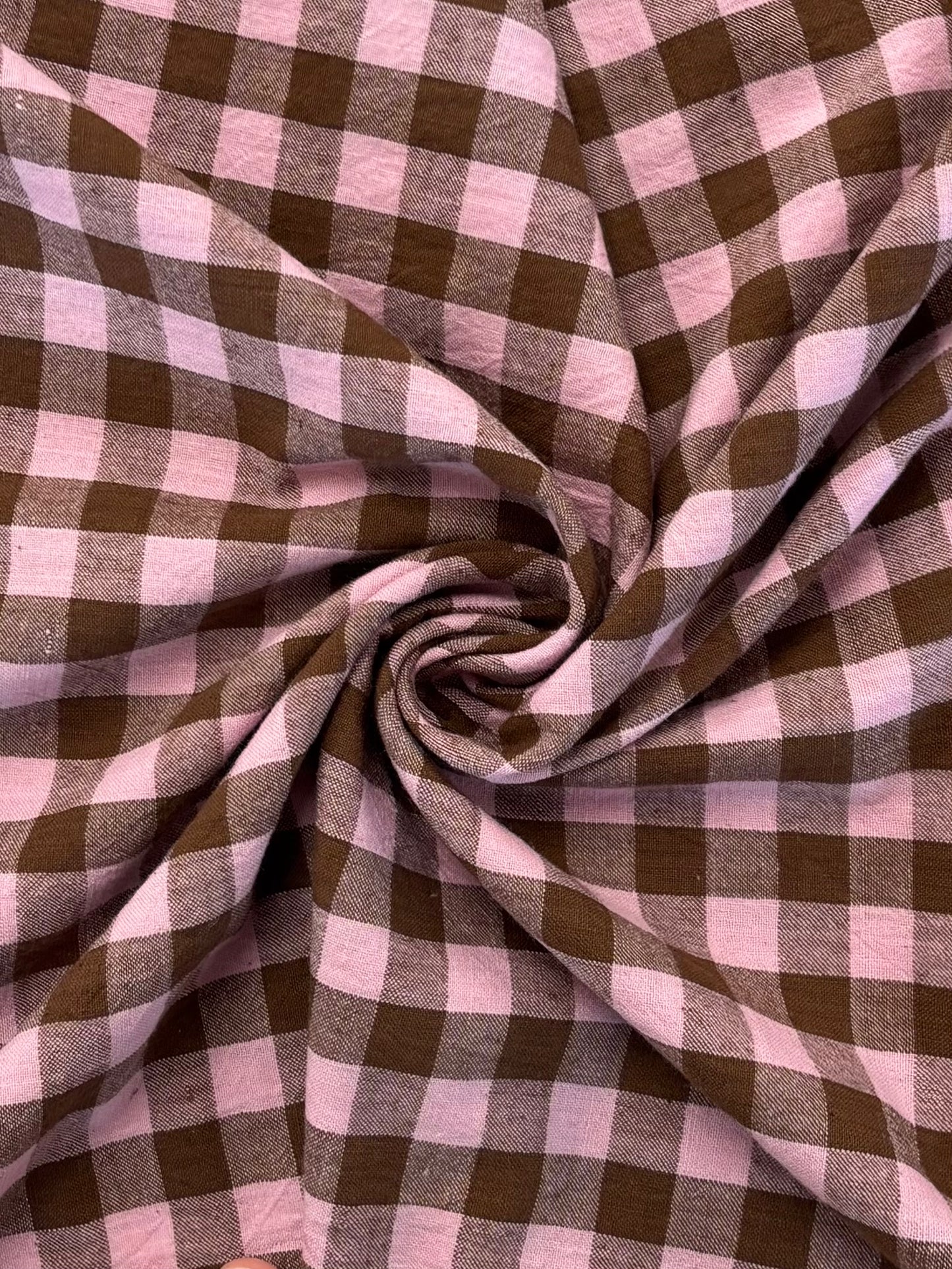Handloom Cotton - Pink & Chocolate Yarn Dyed Check