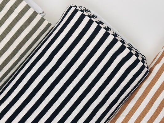 Yarn Dyed Stripe Rib - Black