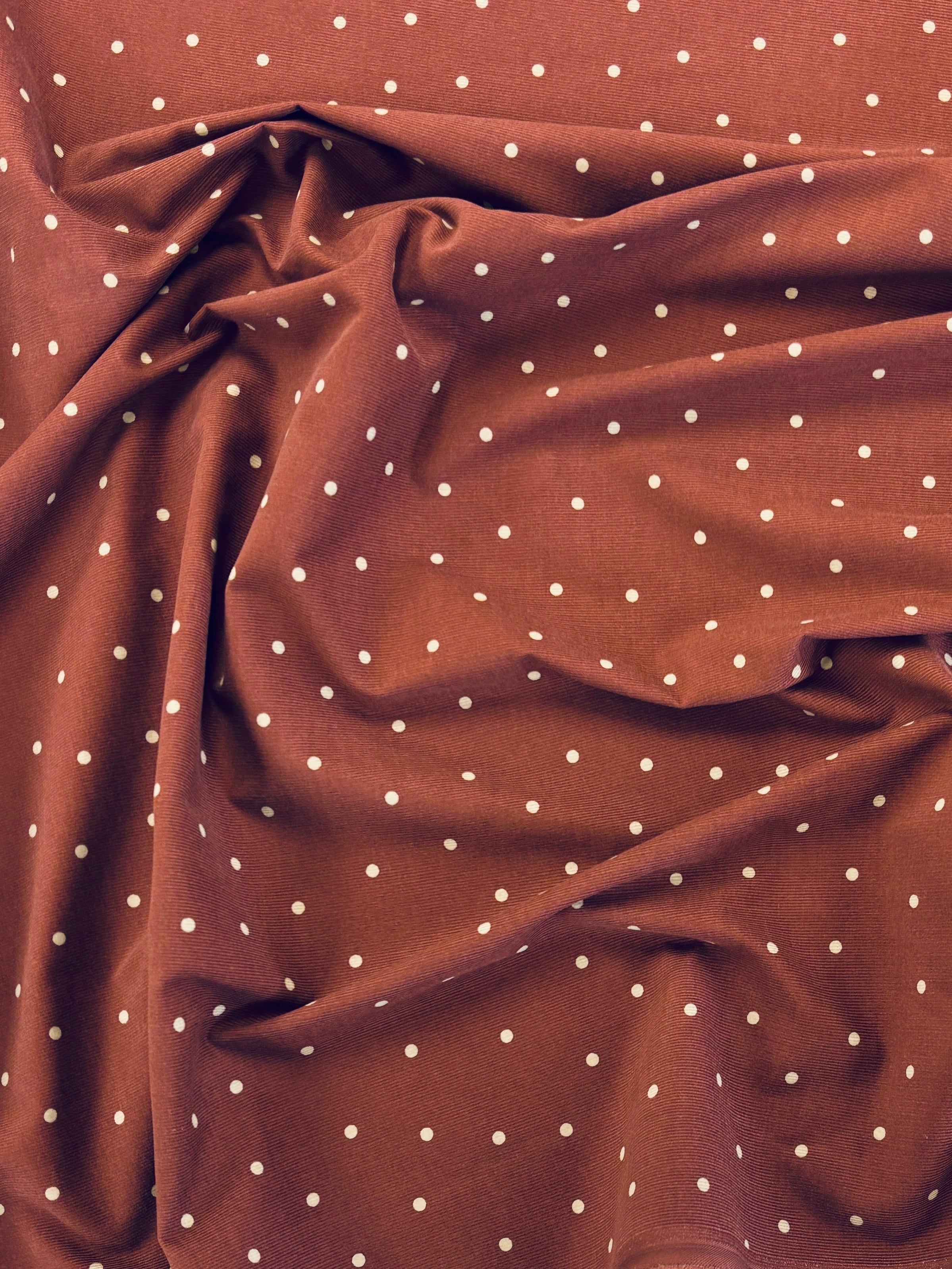 Kokka - Babywale Polka Dot Corduroy (Deep Red)