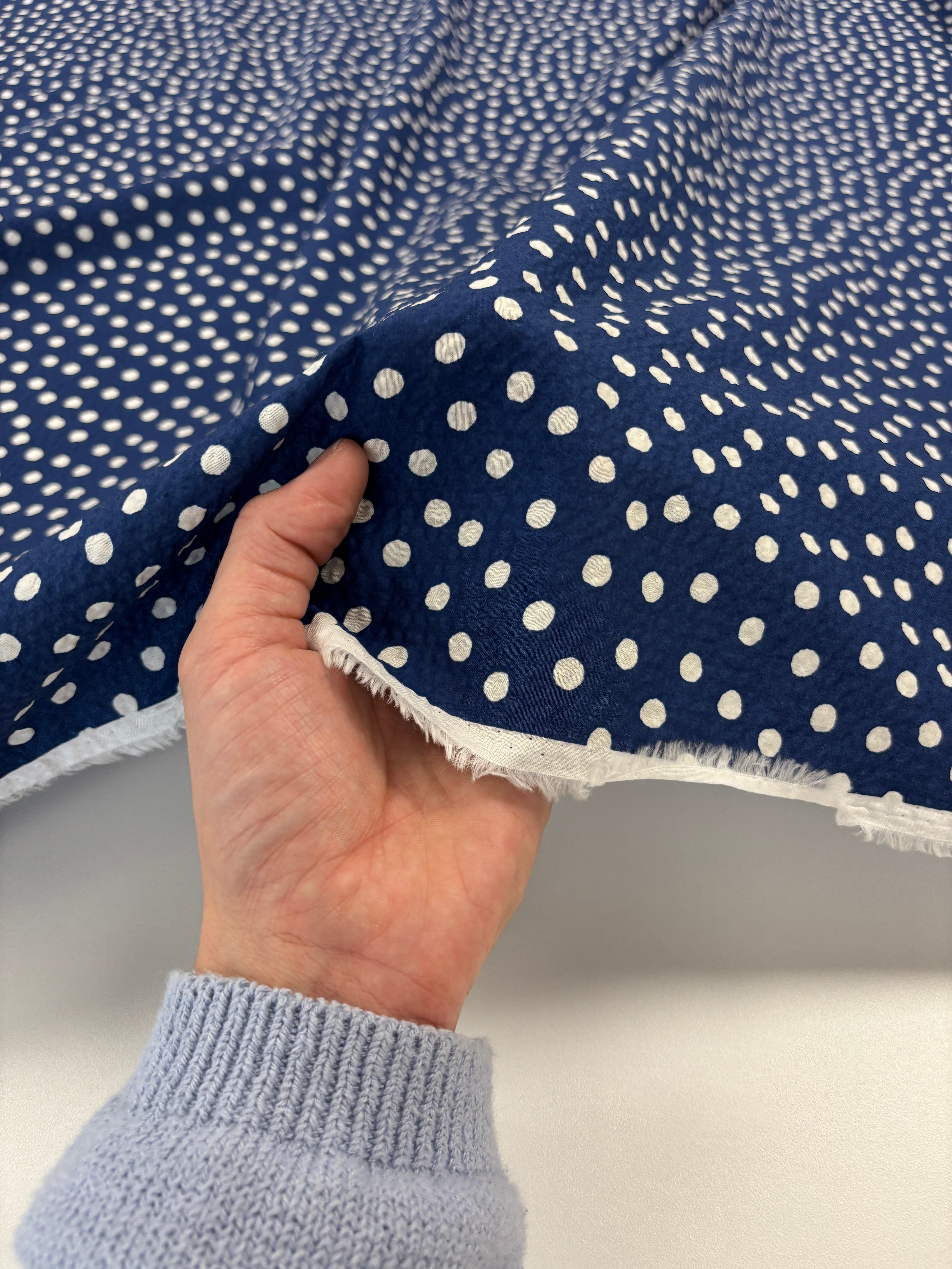Polka Dot Ripple Cotton - Deep Blue