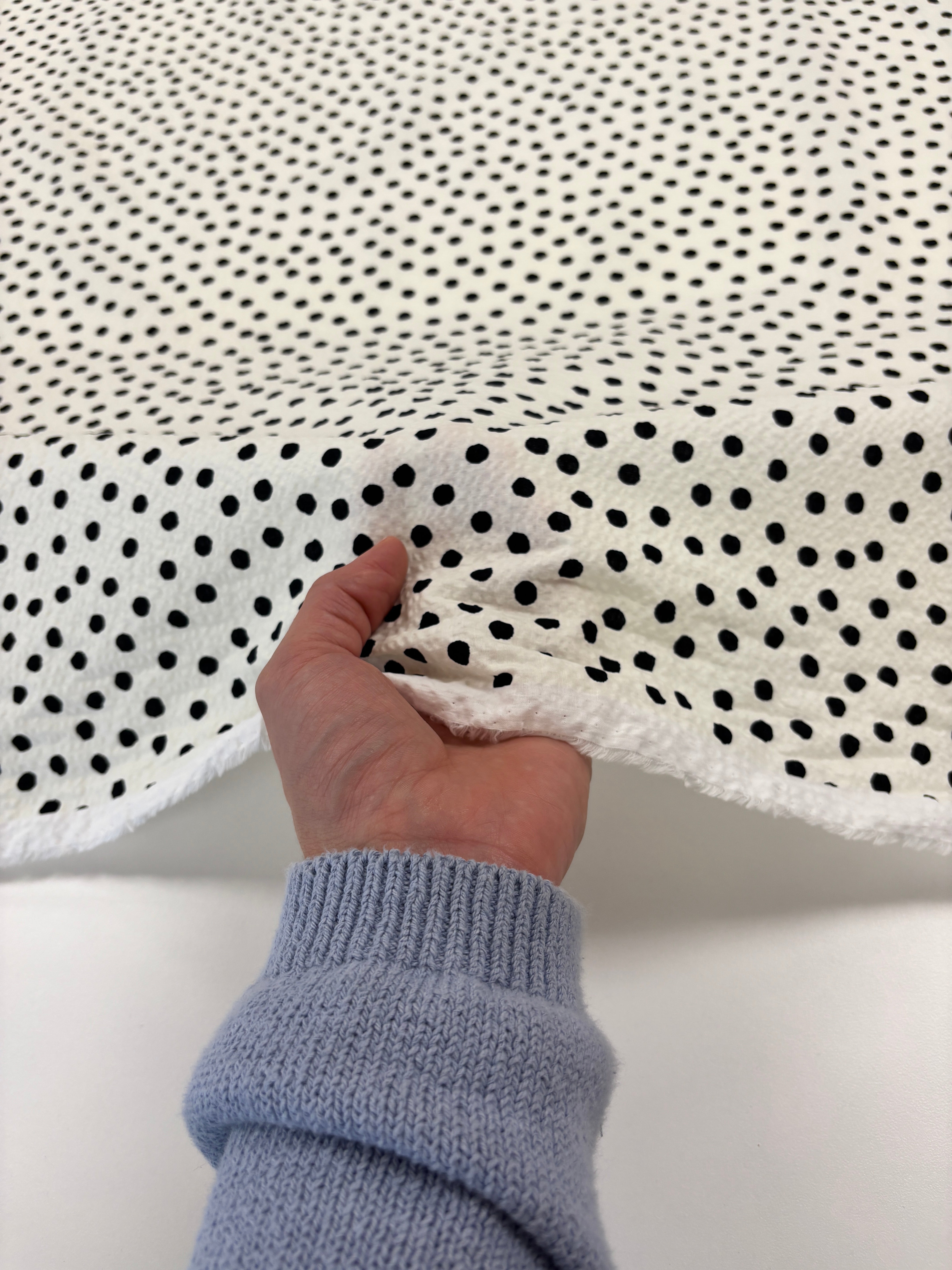 Polka Dot Ripple Cotton - Off-White