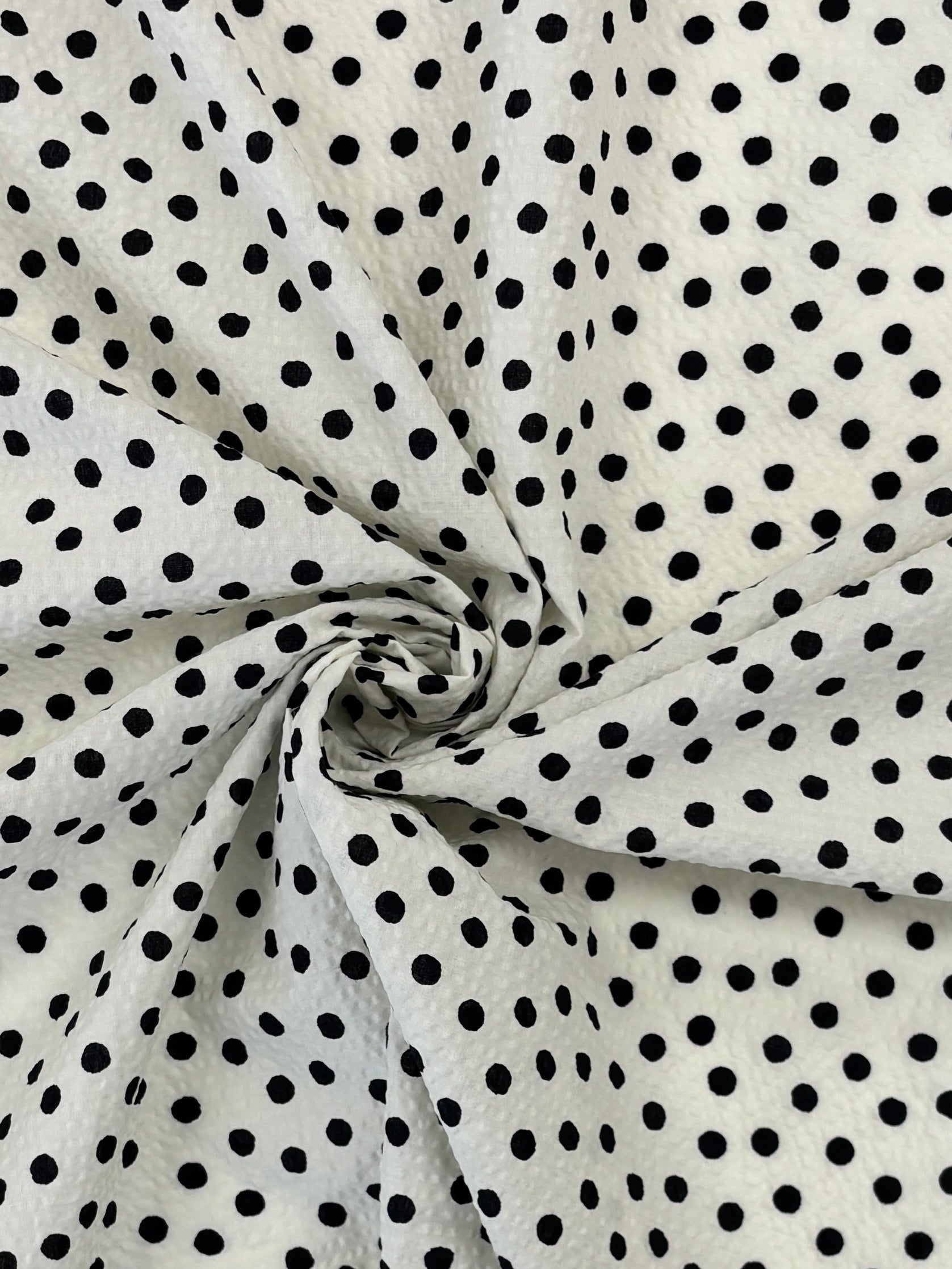 Polka Dot Ripple Cotton - Off-White