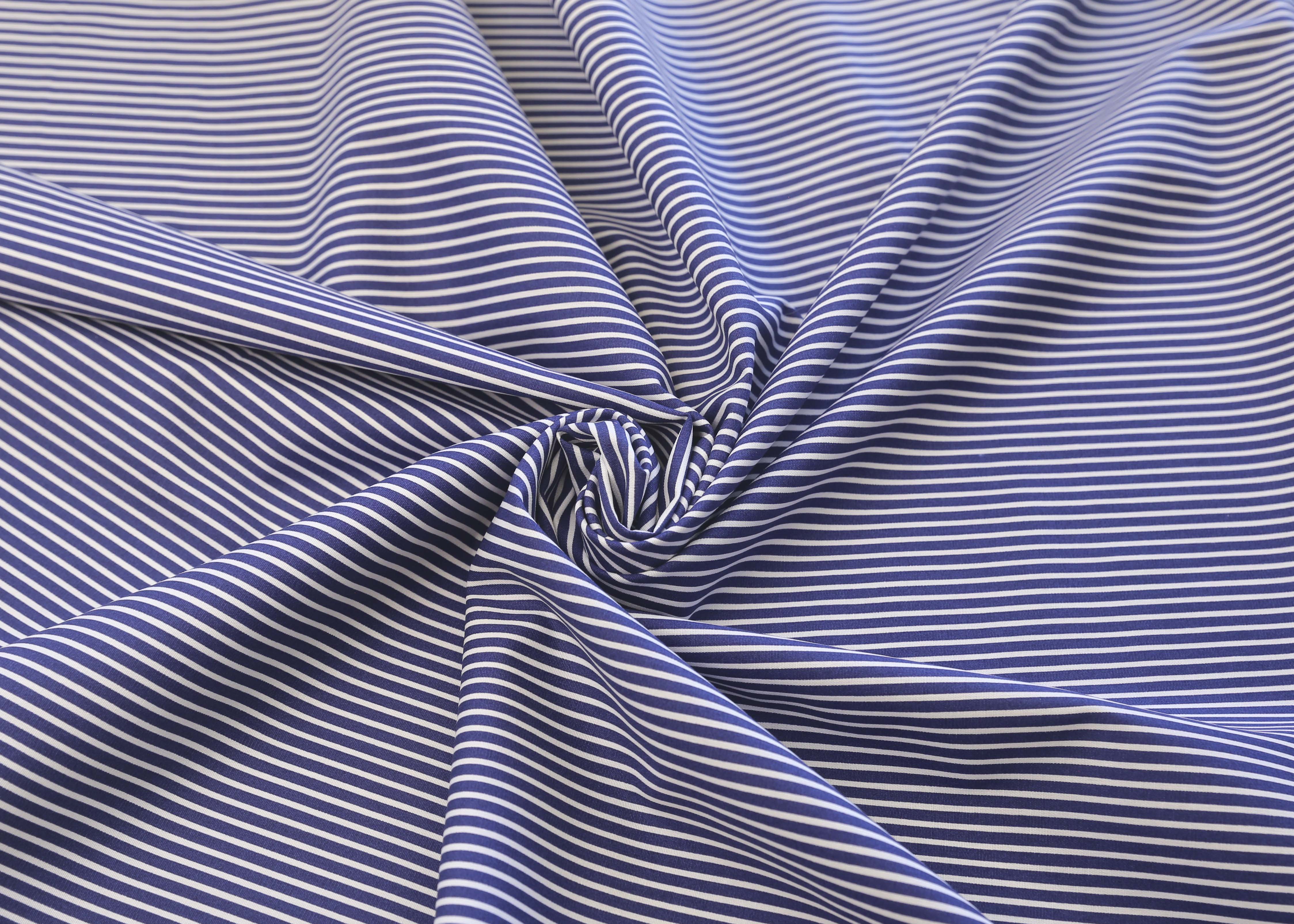 Poplin Stripe - Cobalt (OEKO-TEX Standard 100)