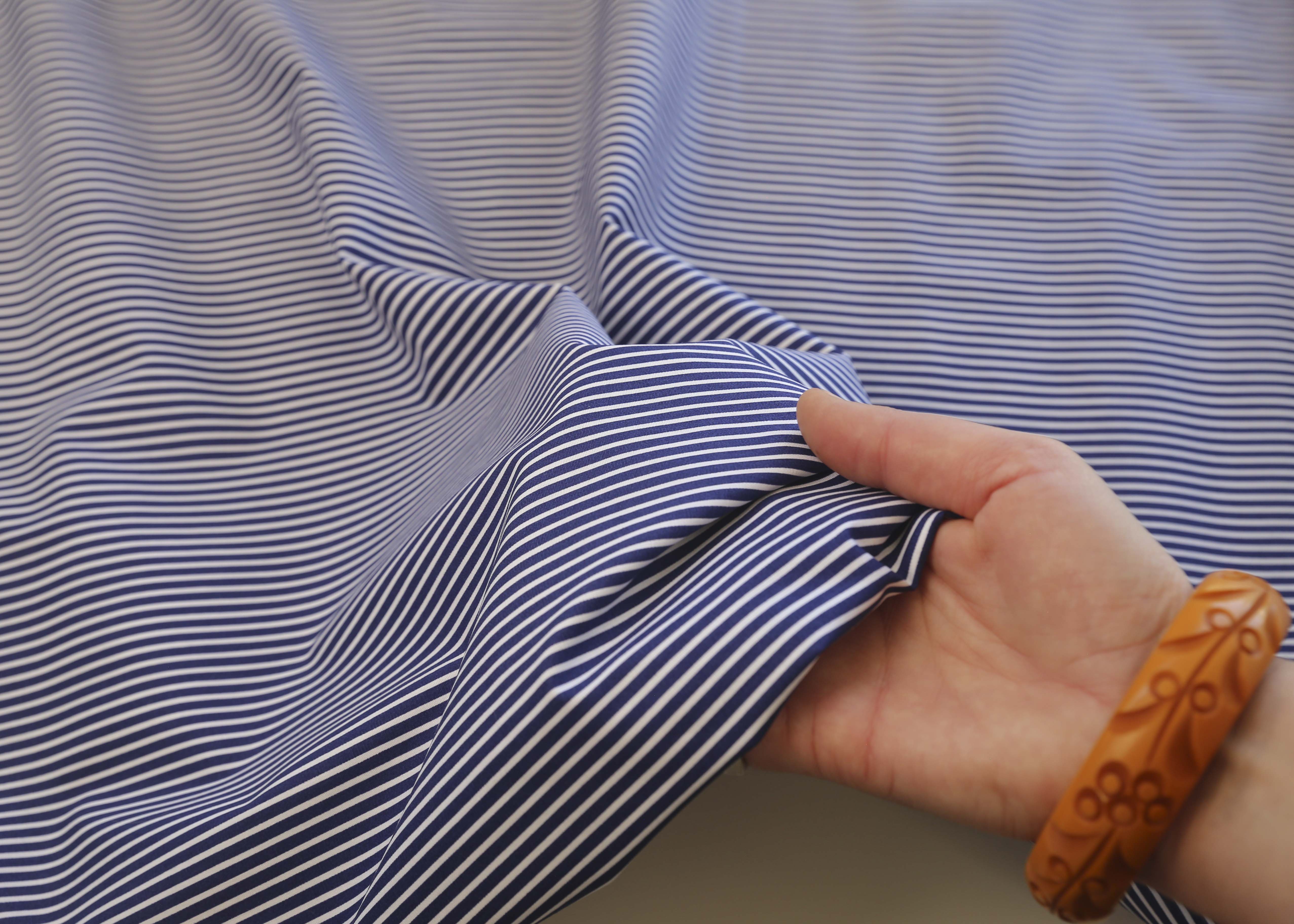 Poplin Stripe - Cobalt (OEKO-TEX Standard 100)