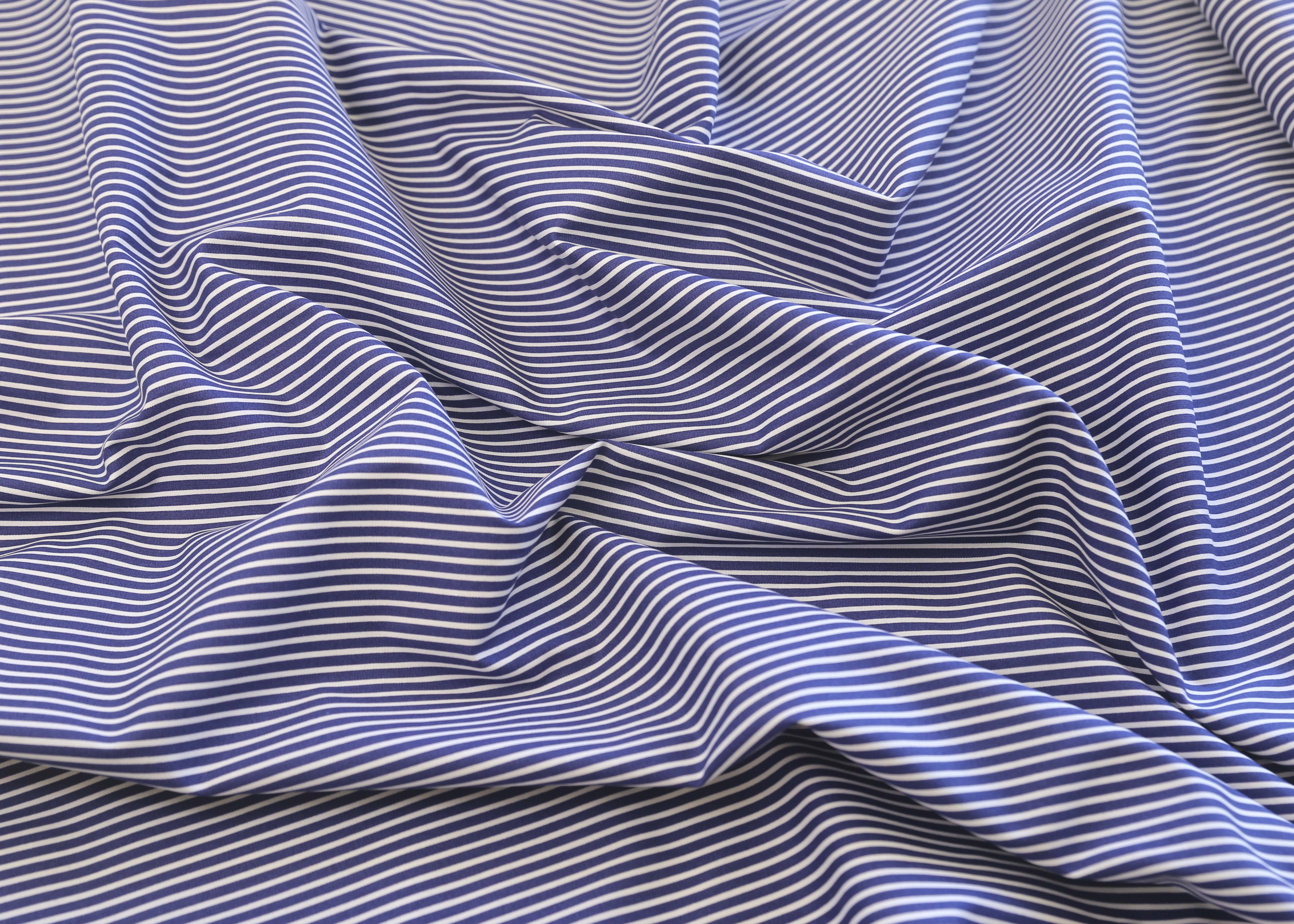 Poplin Stripe - Cobalt (OEKO-TEX Standard 100)