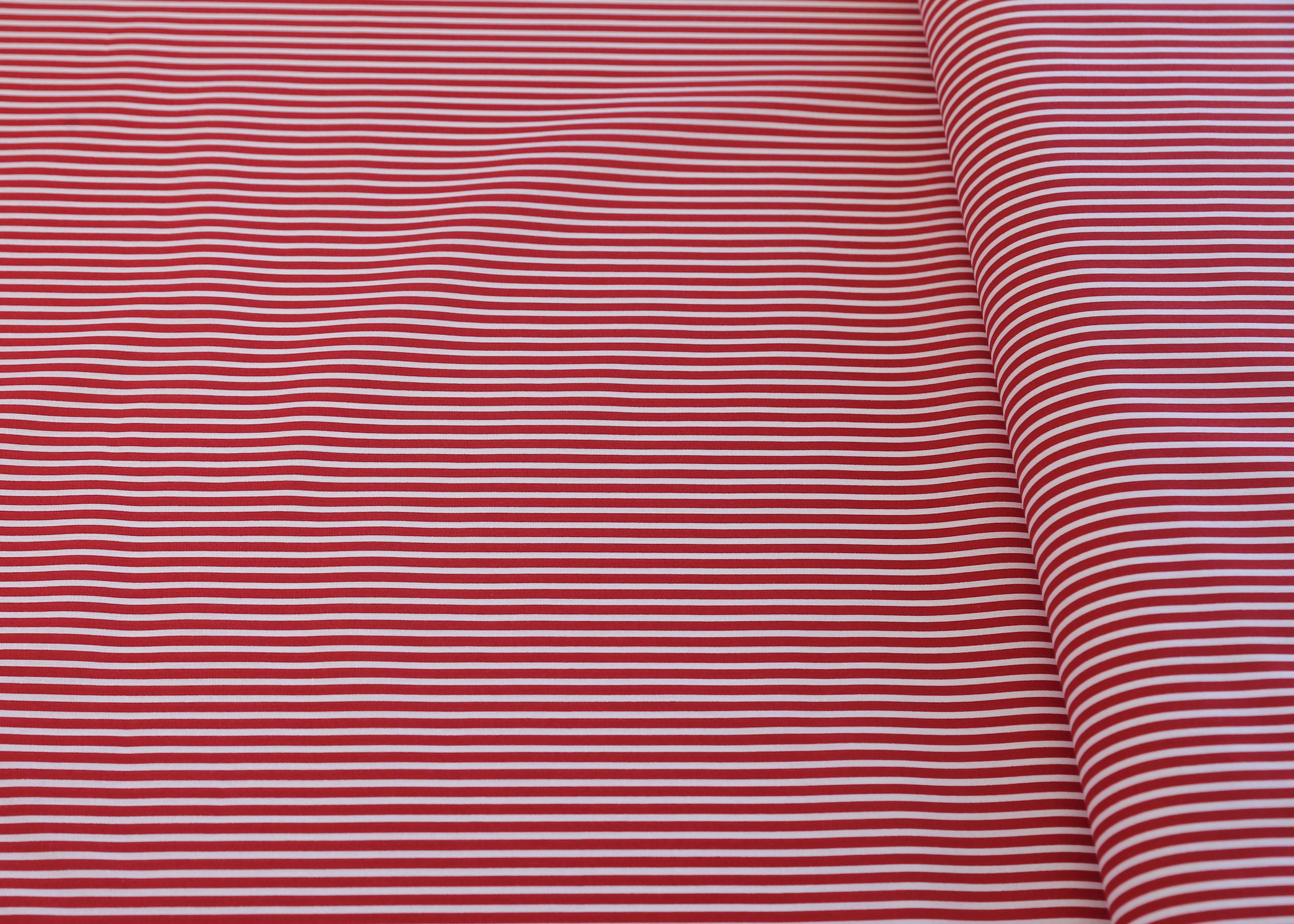 Poplin Stripe - Red (OEKO-TEX Standard 100)
