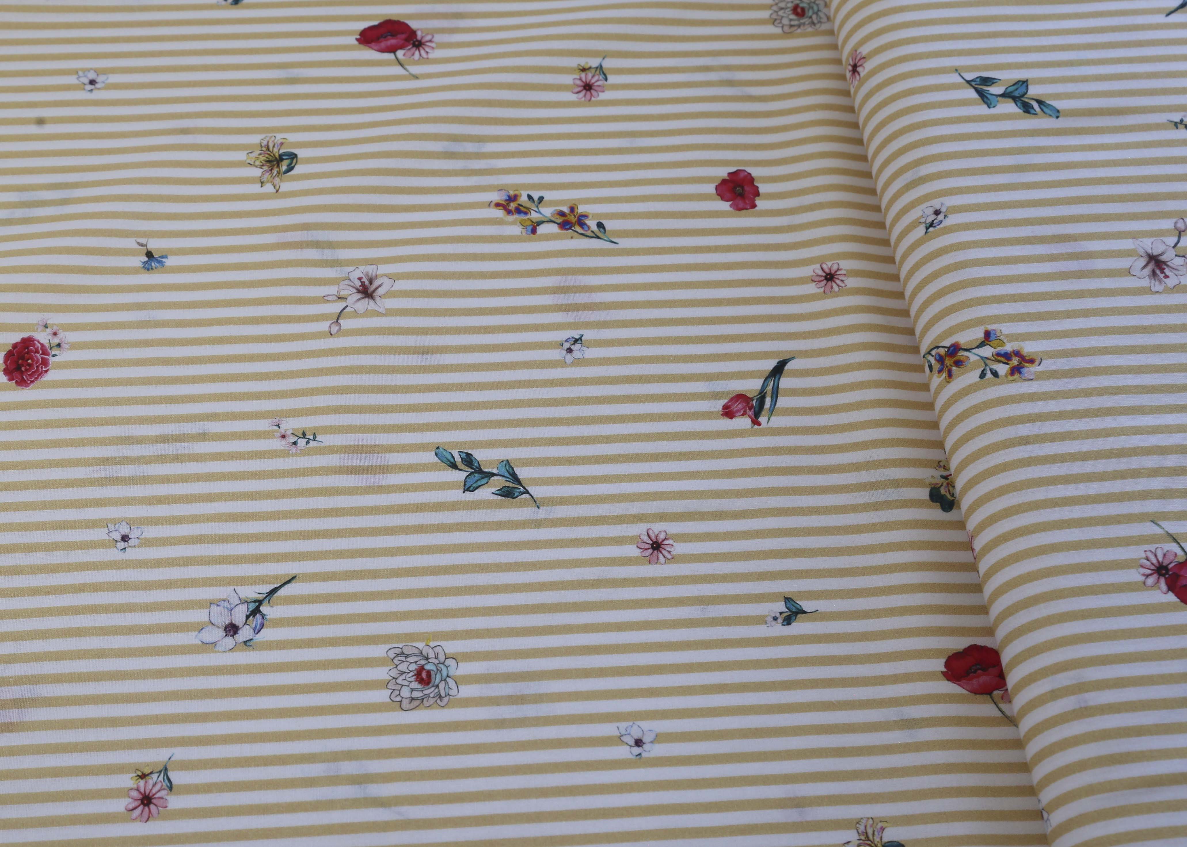 Poplin Stripe - Flowers (OEKO-TEX Standard 100)