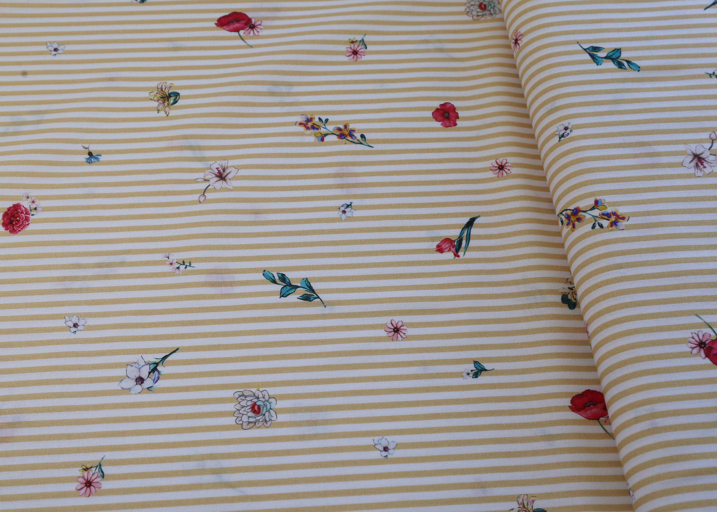 Poplin Stripe - Flowers (OEKO-TEX Standard 100)