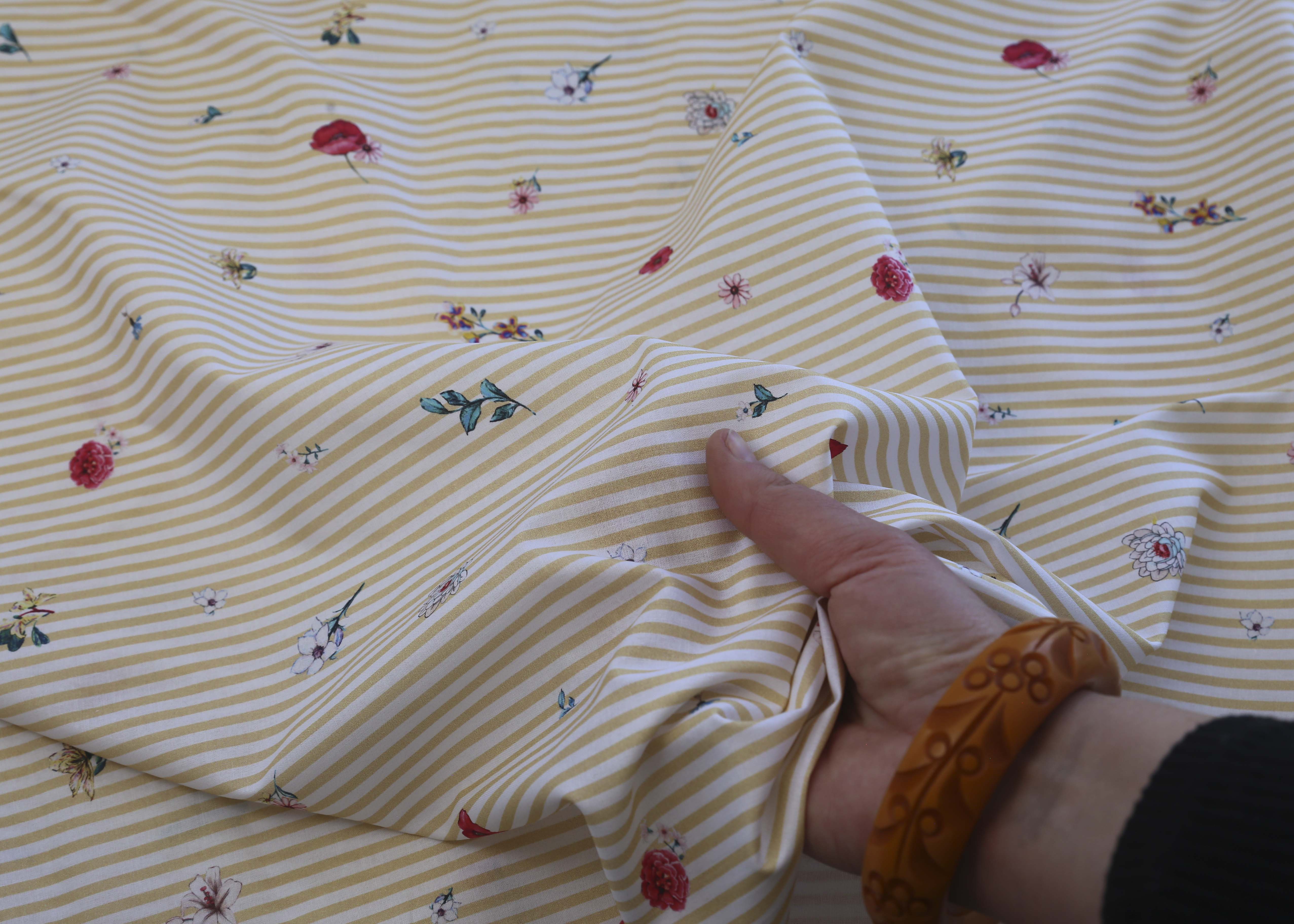 Poplin Stripe - Flowers (OEKO-TEX Standard 100)