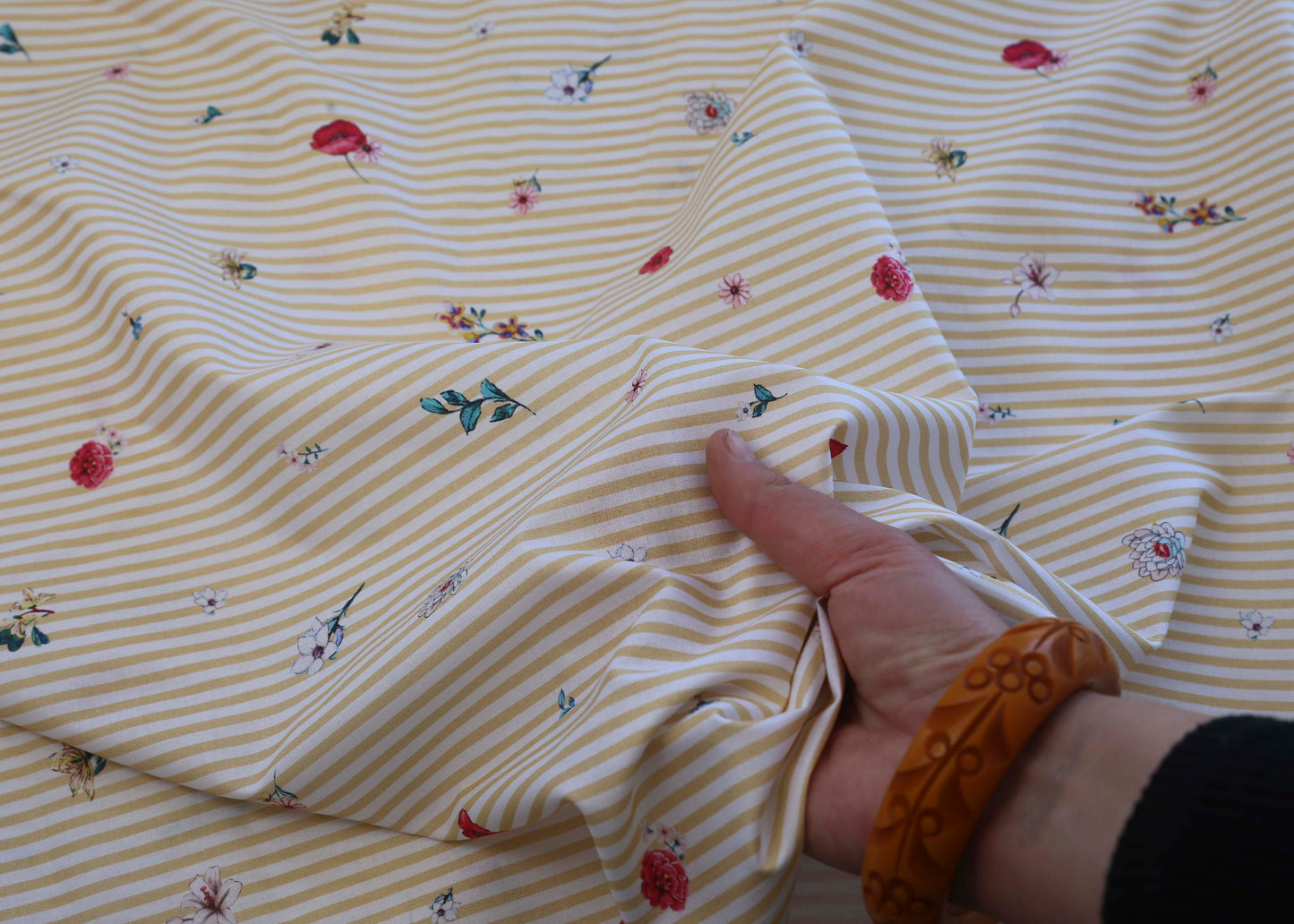 Poplin Stripe - Flowers (OEKO-TEX Standard 100)