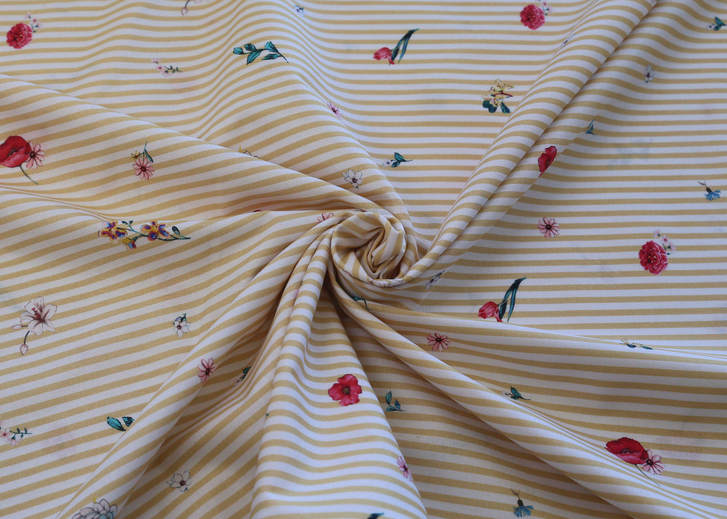 Poplin Stripe - Flowers (OEKO-TEX Standard 100)