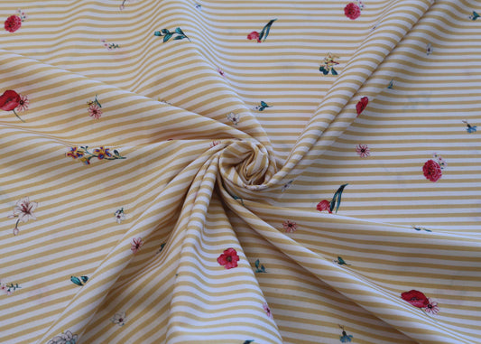 Poplin Stripe - Flowers (OEKO-TEX Standard 100)