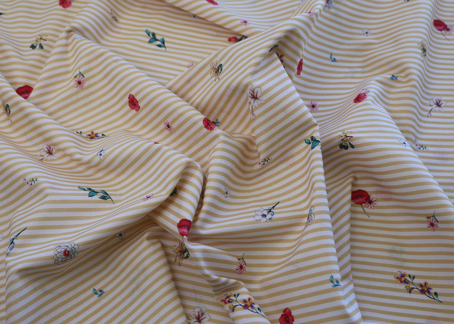 Poplin Stripe - Flowers (OEKO-TEX Standard 100)
