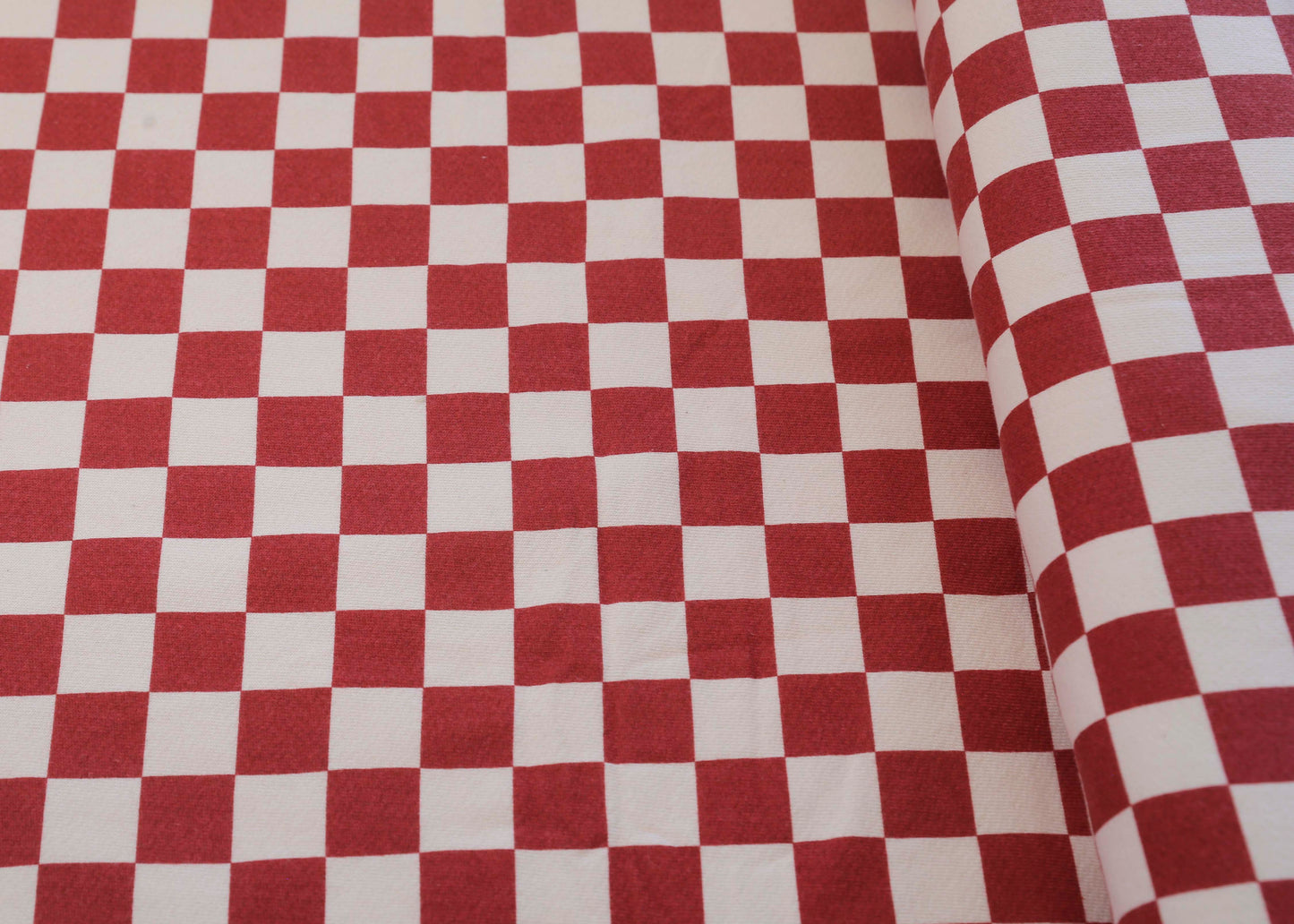 Organic Cotton French Terry - Red Checks
