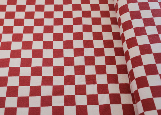 Organic Cotton French Terry - Red Checks