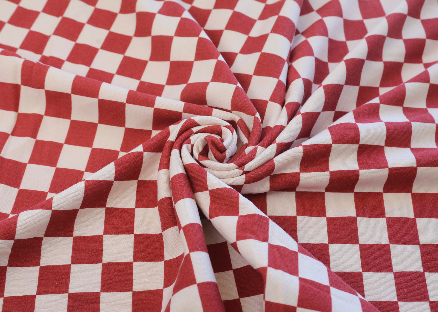Organic Cotton French Terry - Red Checks
