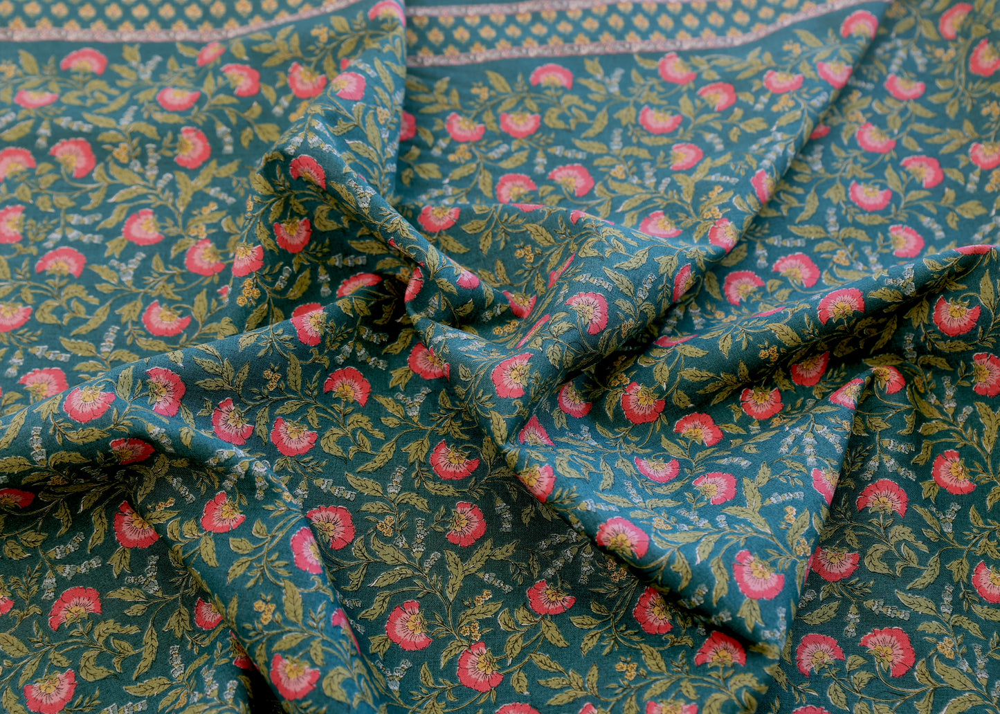 Cosmo - Green Floral Border Print