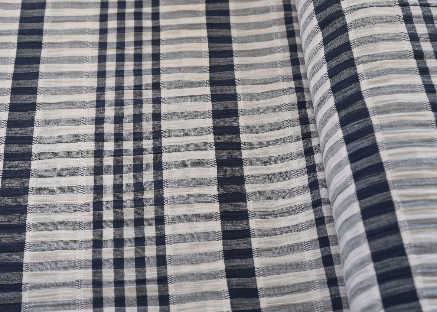 Yarn Dyed Textured Stripe - Dark Navy