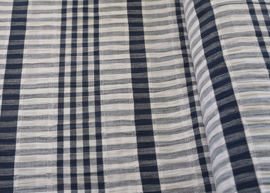 Yarn Dyed Textured Stripe - Dark Navy