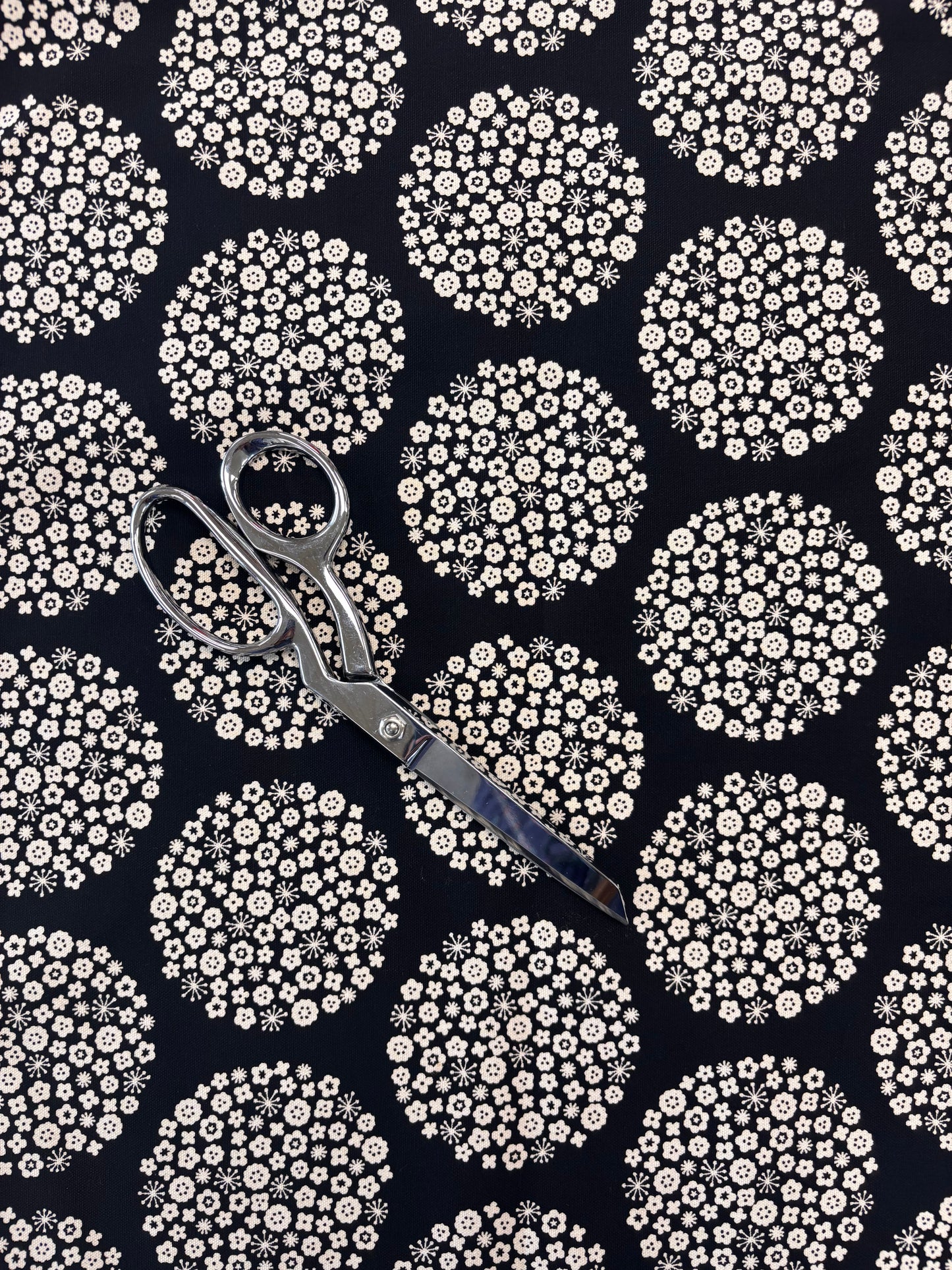 Lightweight Canvas - Black with Flower Clusters