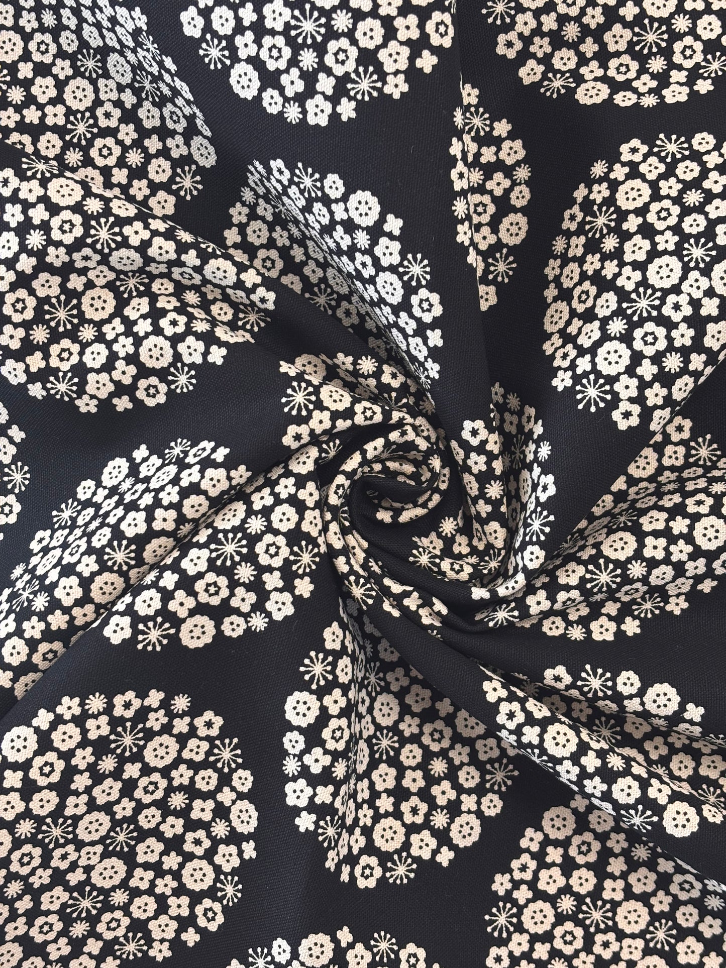 Lightweight Canvas - Black with Flower Clusters