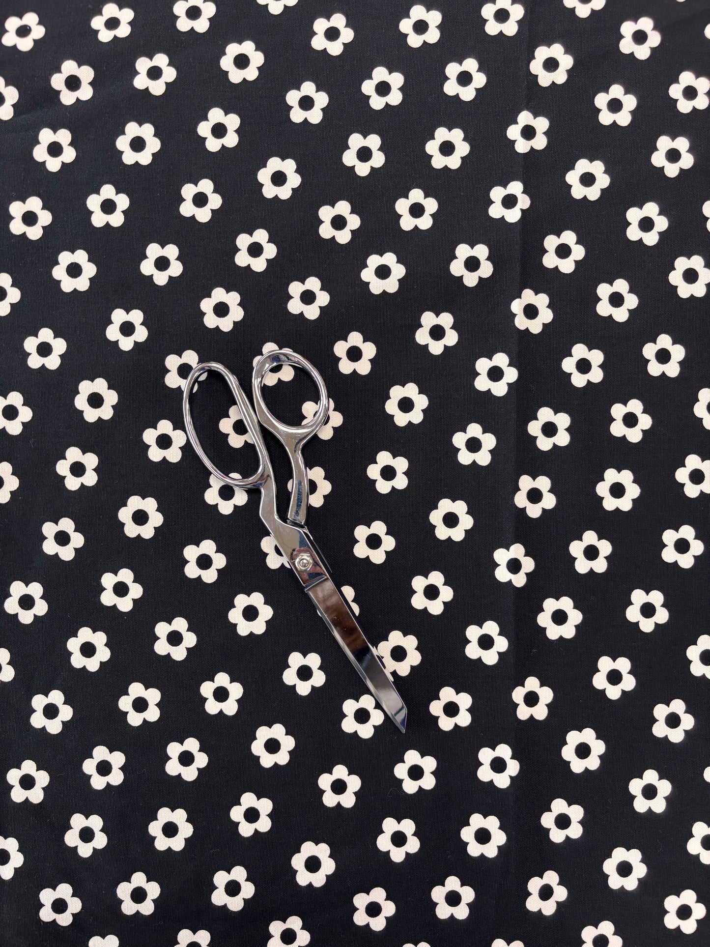 Lightweight Canvas - Black with White Flowers