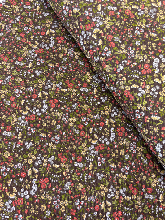 Hokkoh - Brown Floral Pinwale Corduroy
