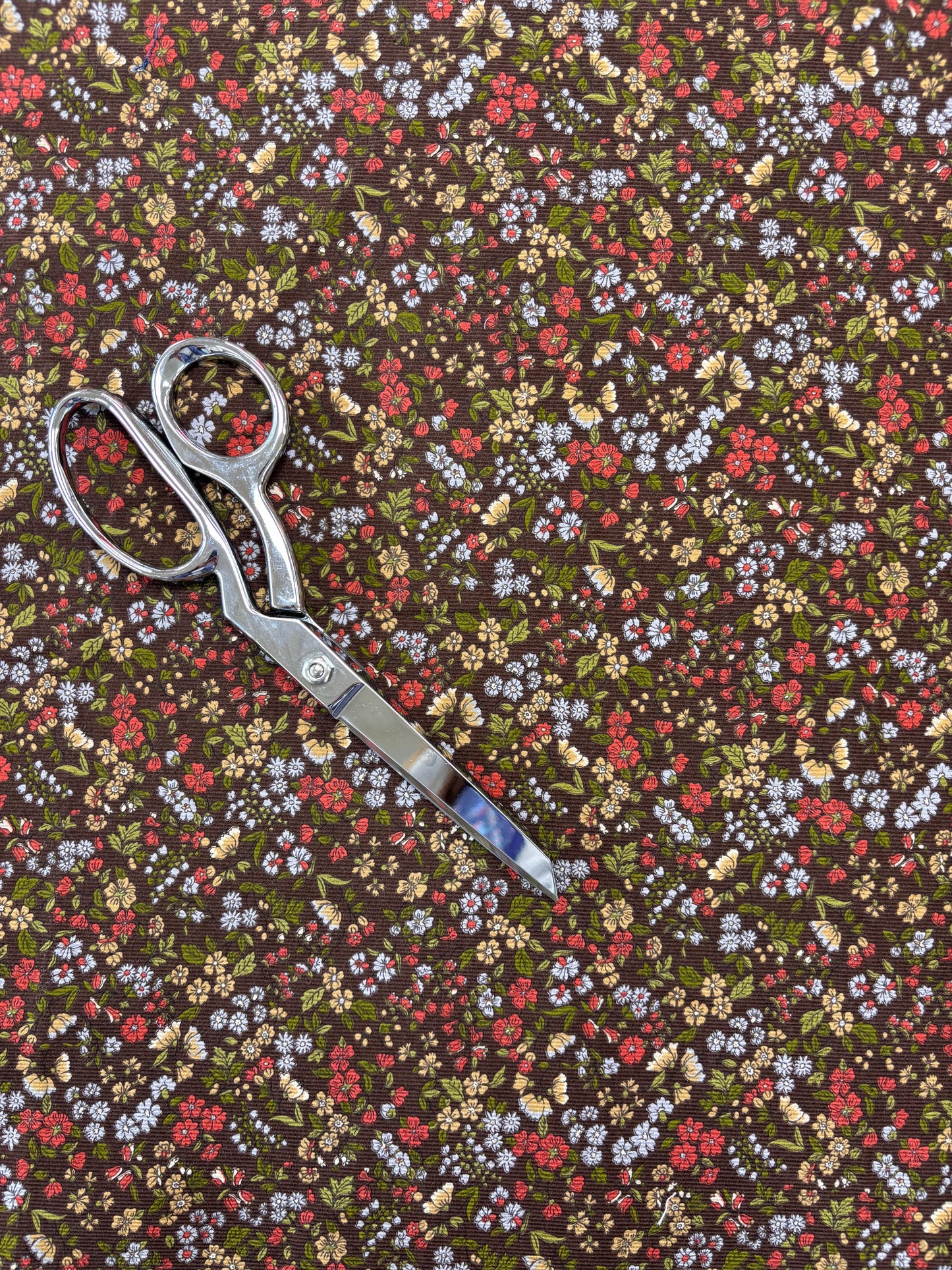 Hokkoh - Brown Floral Pinwale Corduroy