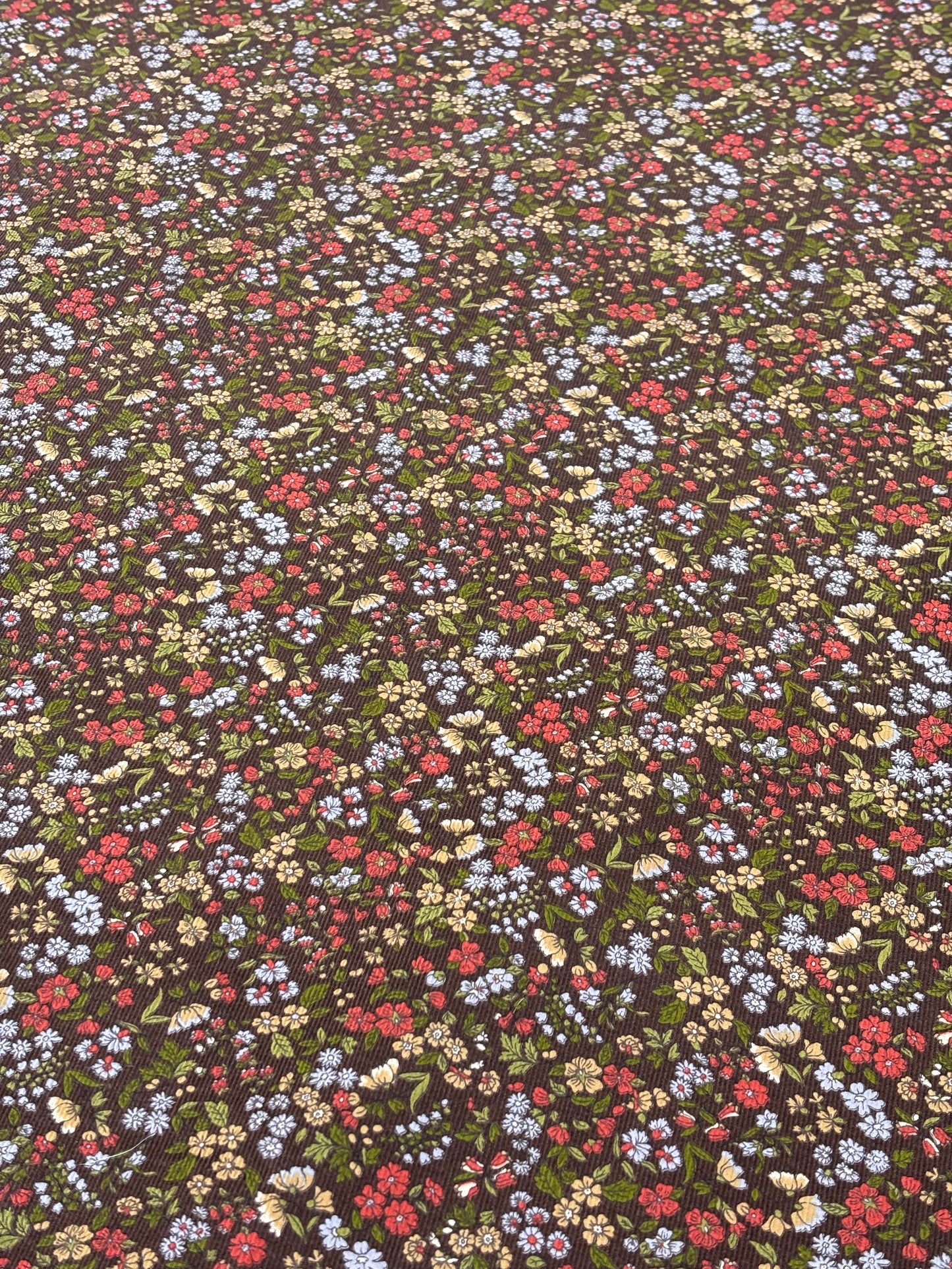 Hokkoh - Brown Floral Pinwale Corduroy