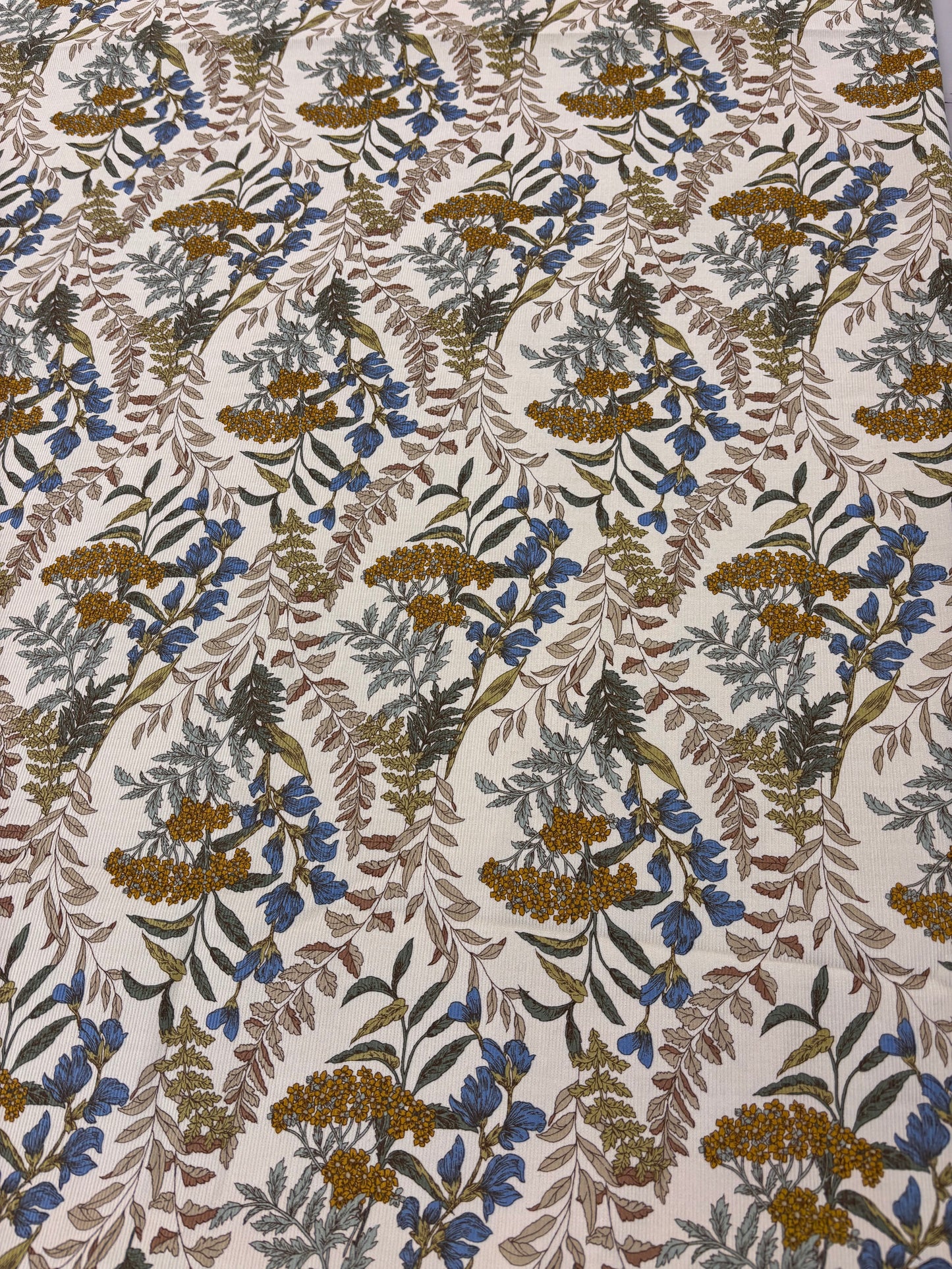 Hokkoh - Cream Floral Pinwale Corduroy